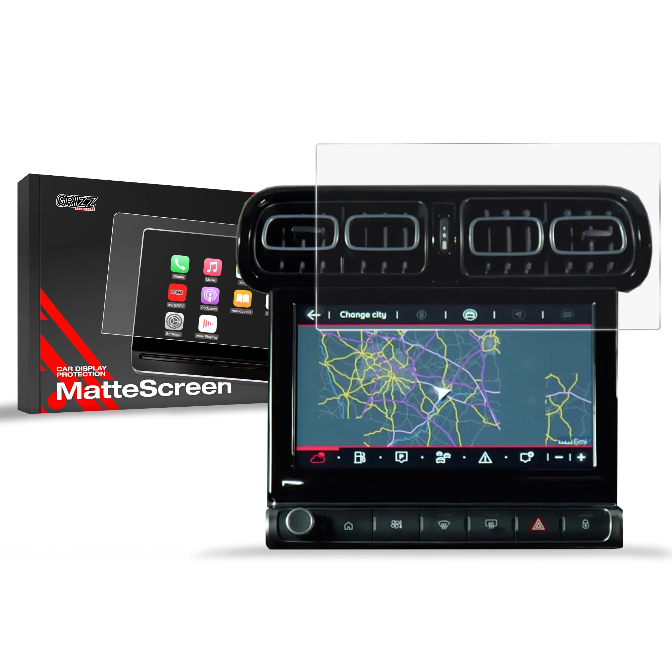 Skjermbeskytter Citroen C3 Aircross 7" 2021 - 2024 │ Matt Anti-fingeravtrykk Film Grizz MatteScreen