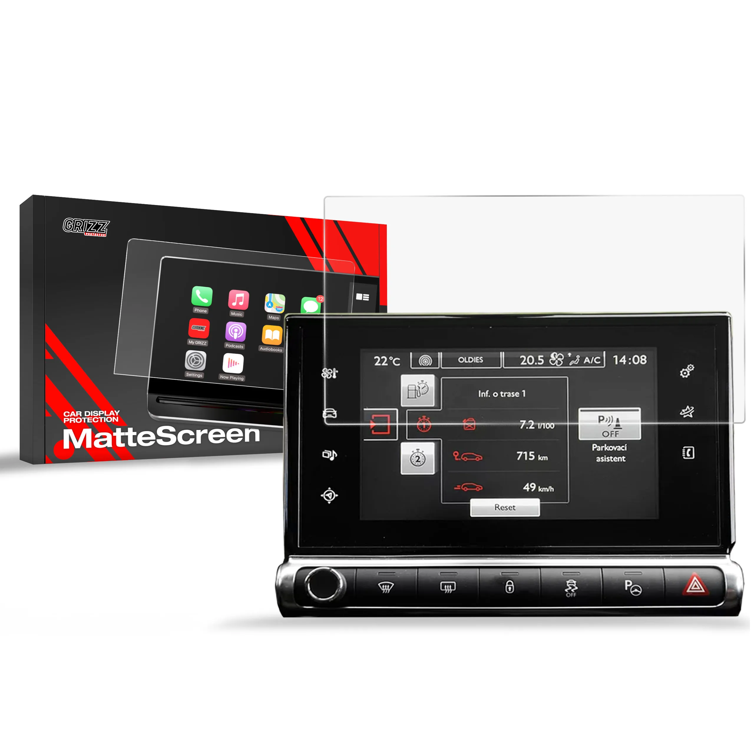 Skjermbeskytter Citroen C4 Cactus 2014 - 2024 │ Matt Anti-fingeravtrykk Film Grizz MatteScreen