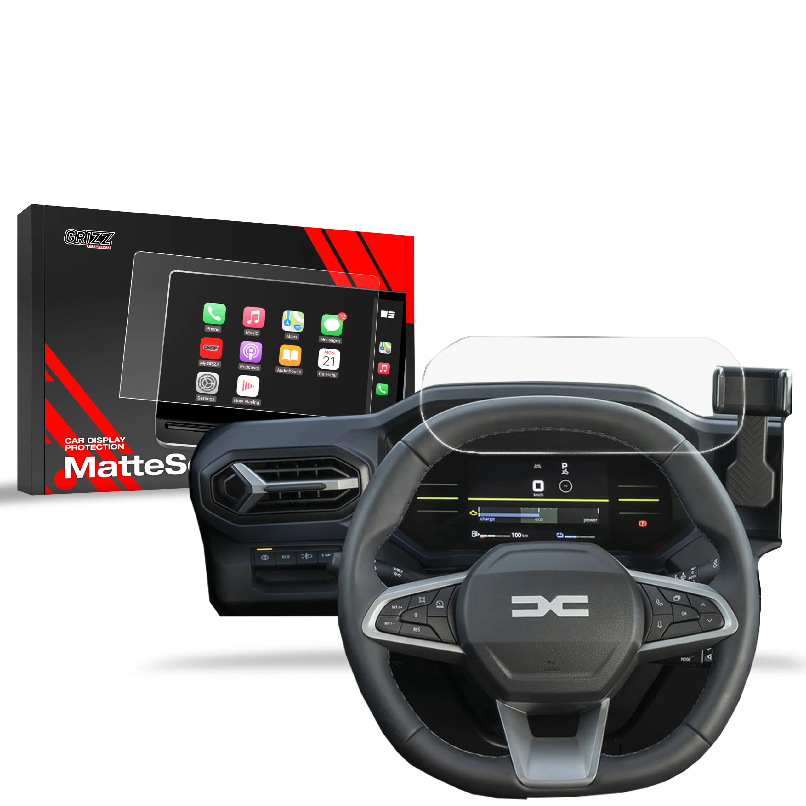 Skjermbeskytter Dacia Duster Virtual Cockpit 2024 - 2025 │ Matt Anti-fingeravtrykk Film Grizz MatteScreen