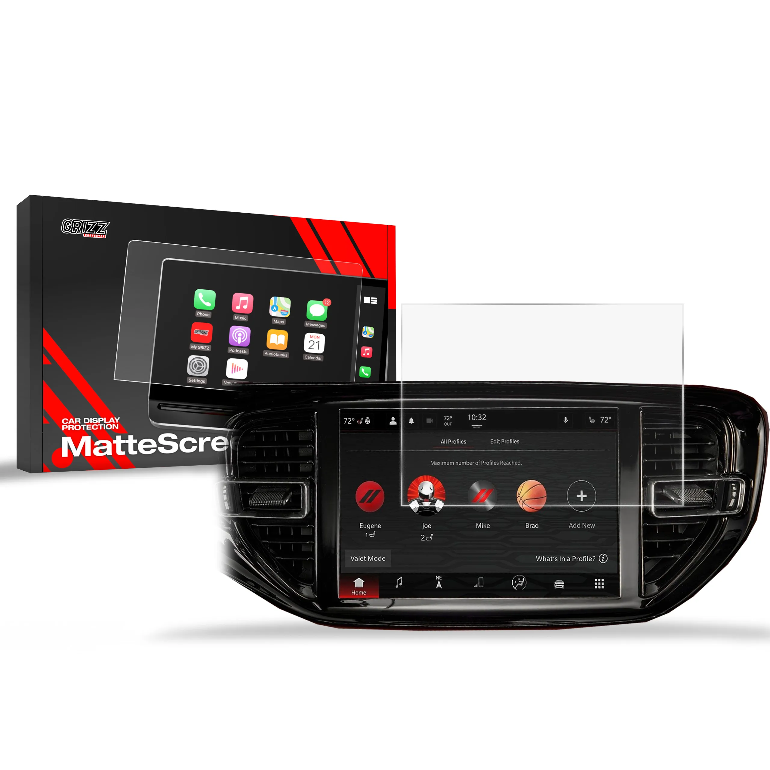 Skjermbeskytter Dodge Durango 10" 2020 - 2025 │ Matt Anti-fingeravtrykk Film Grizz MatteScreen