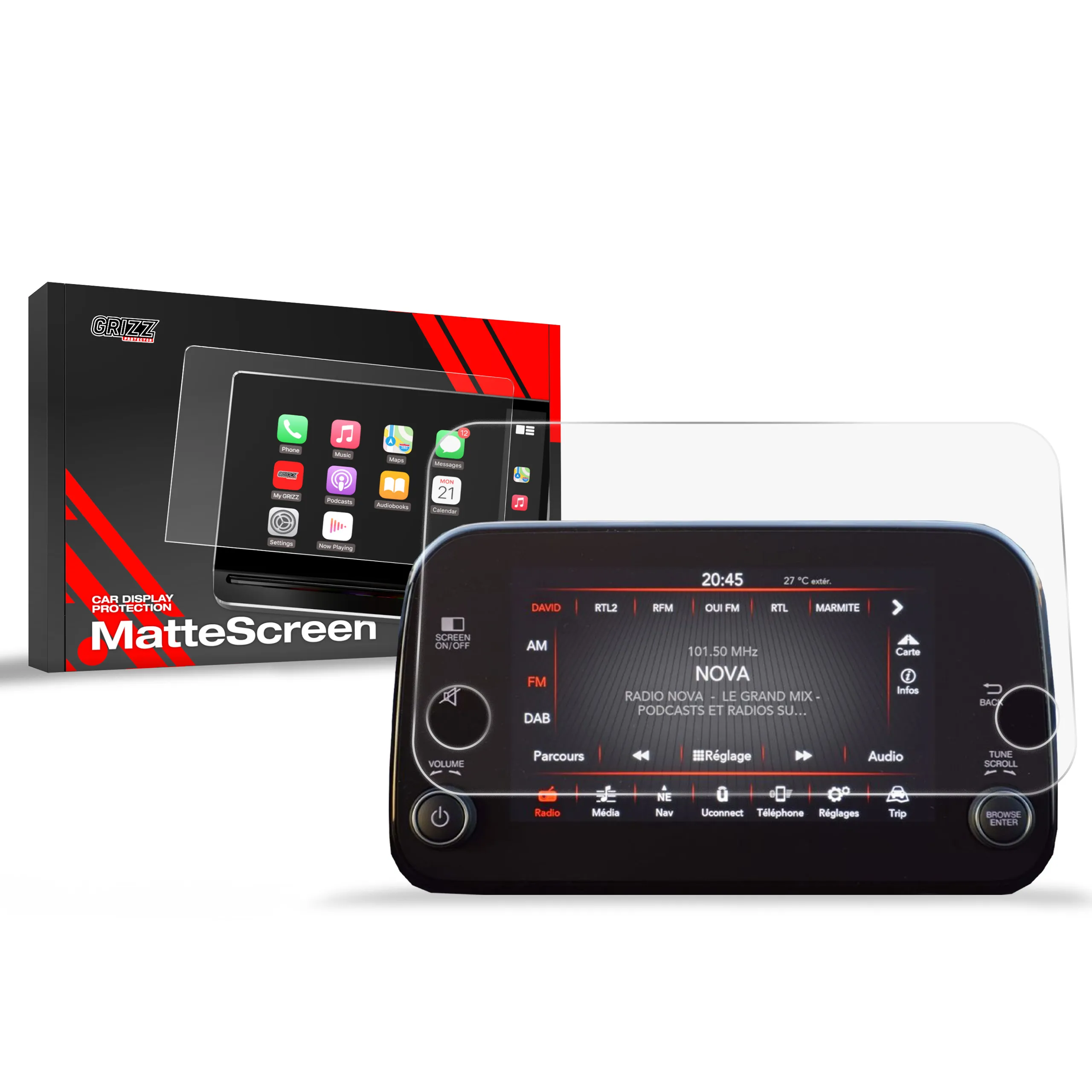 Skjermbeskytter Fiat Tipo 7" 2020 - 2025 │ Matt Anti-fingeravtrykk Film Grizz MatteScreen