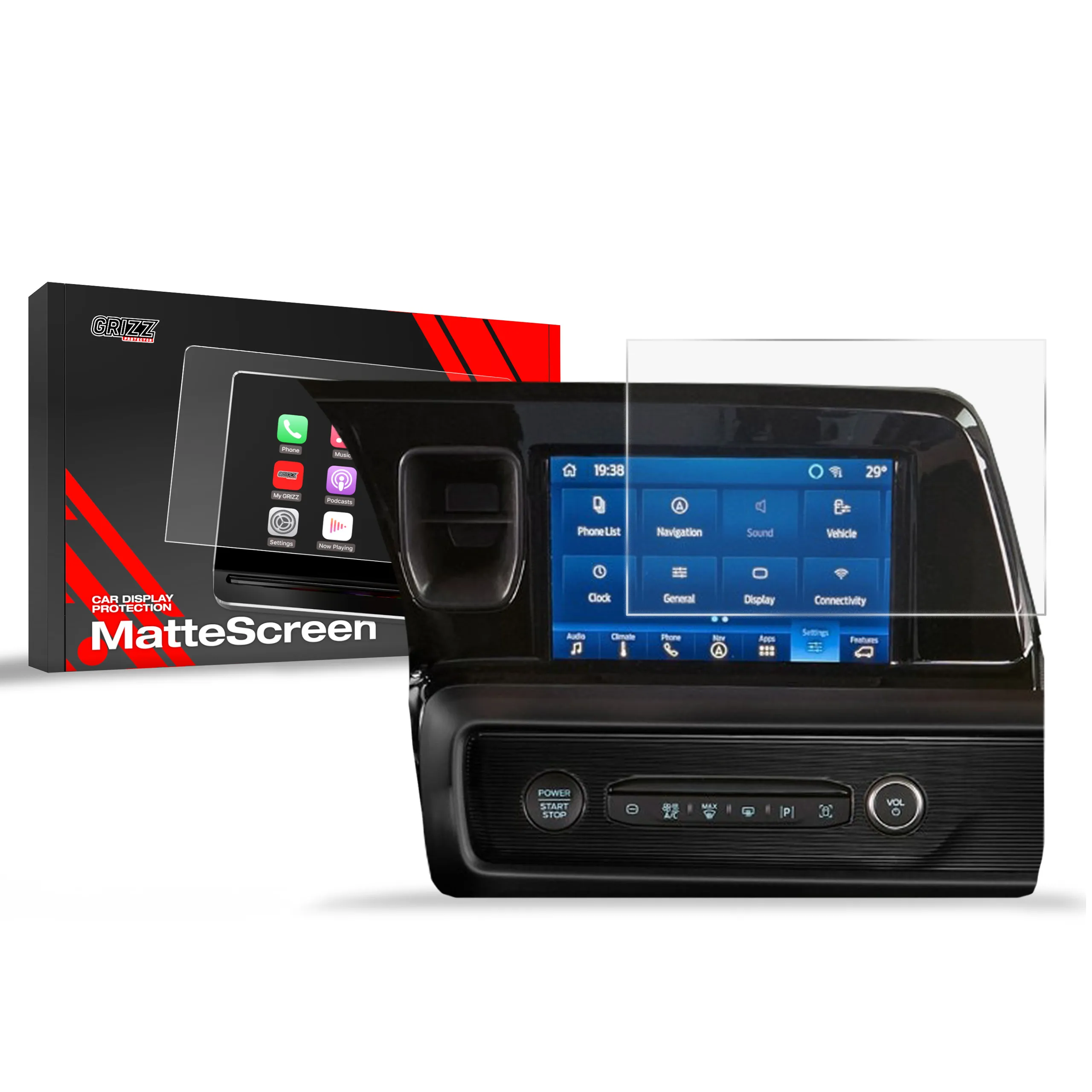 Skjermbeskytter Ford Courier 8" 2023 - 2025 │ Matt Anti-fingeravtrykk Film Grizz MatteScreen
