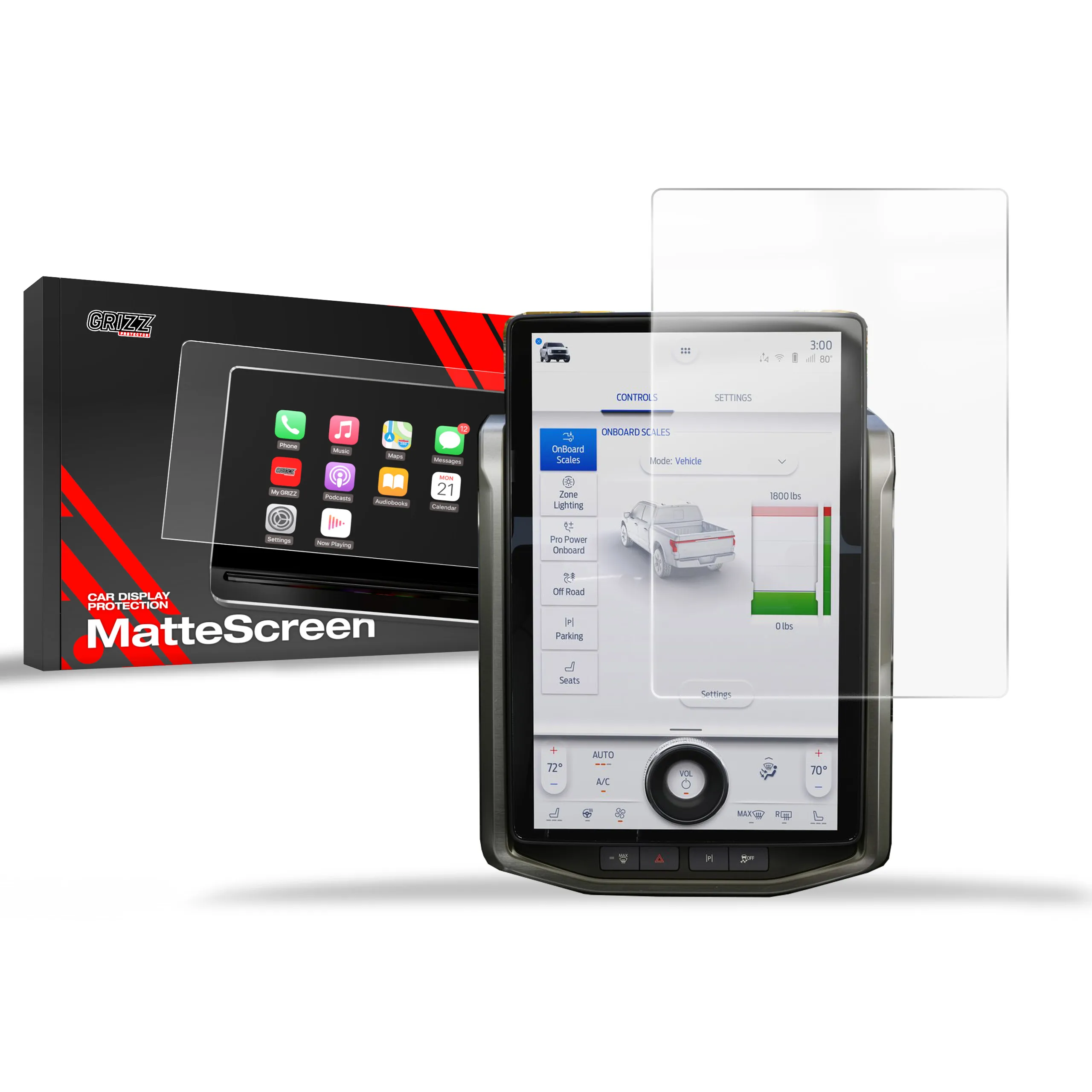 Skjermbeskytter Ford F150 Lightning 15,5" 2022 - 2025 │ Matt Anti-fingeravtrykk Film Grizz MatteScreen