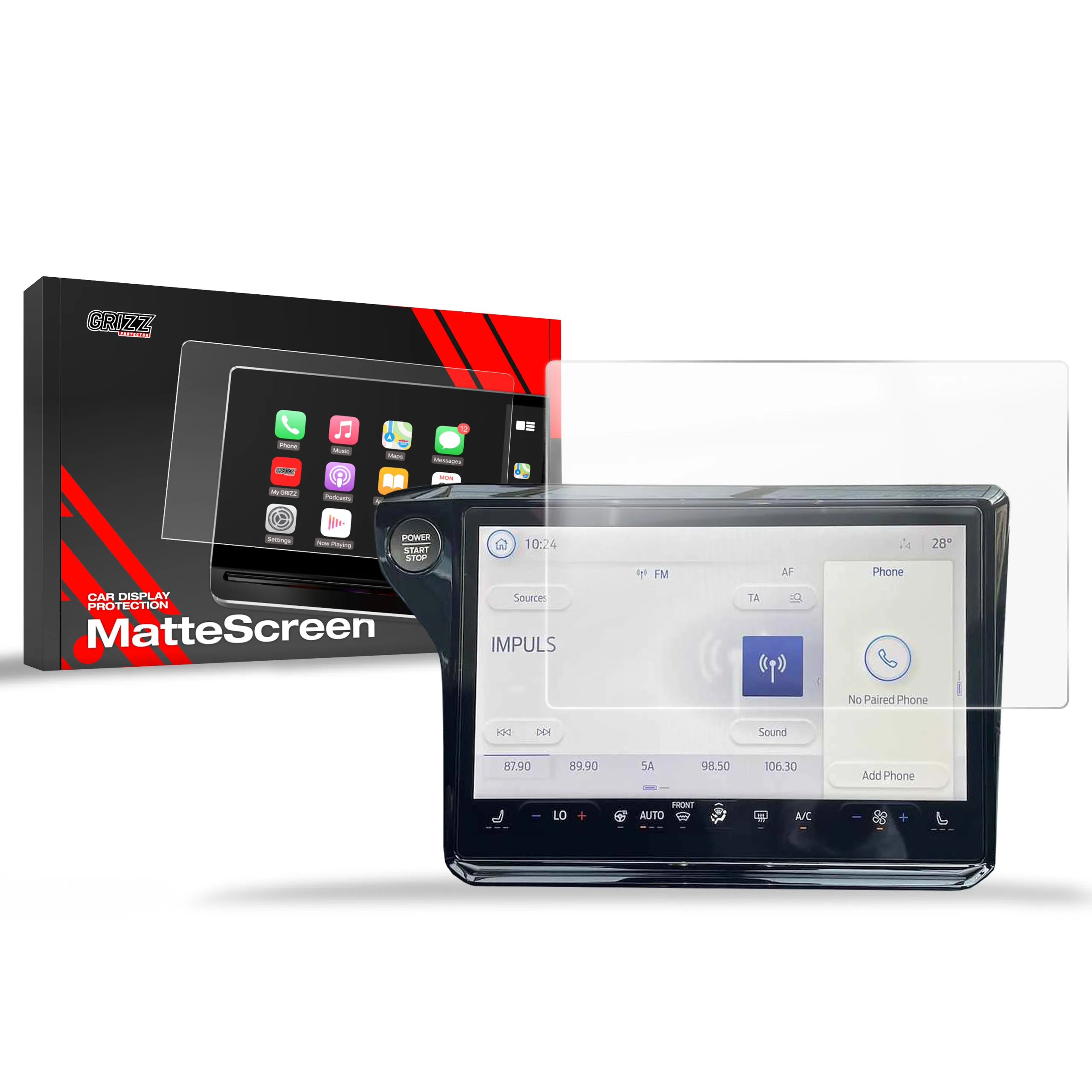 Skjermbeskytter Ford Puma 12" 2024 - 2025 │ Matt Anti-fingeravtrykk Film Grizz MatteScreen