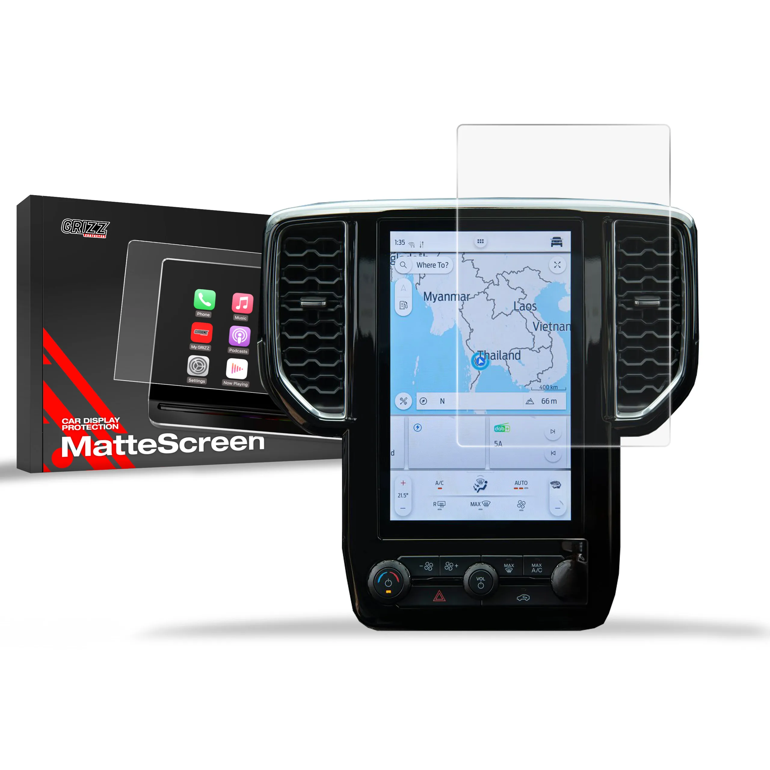 Skjermbeskytter Ford Ranger VI 10,1" 2022 - 2025 │ Matt Anti-fingeravtrykk Film Grizz MatteScreen