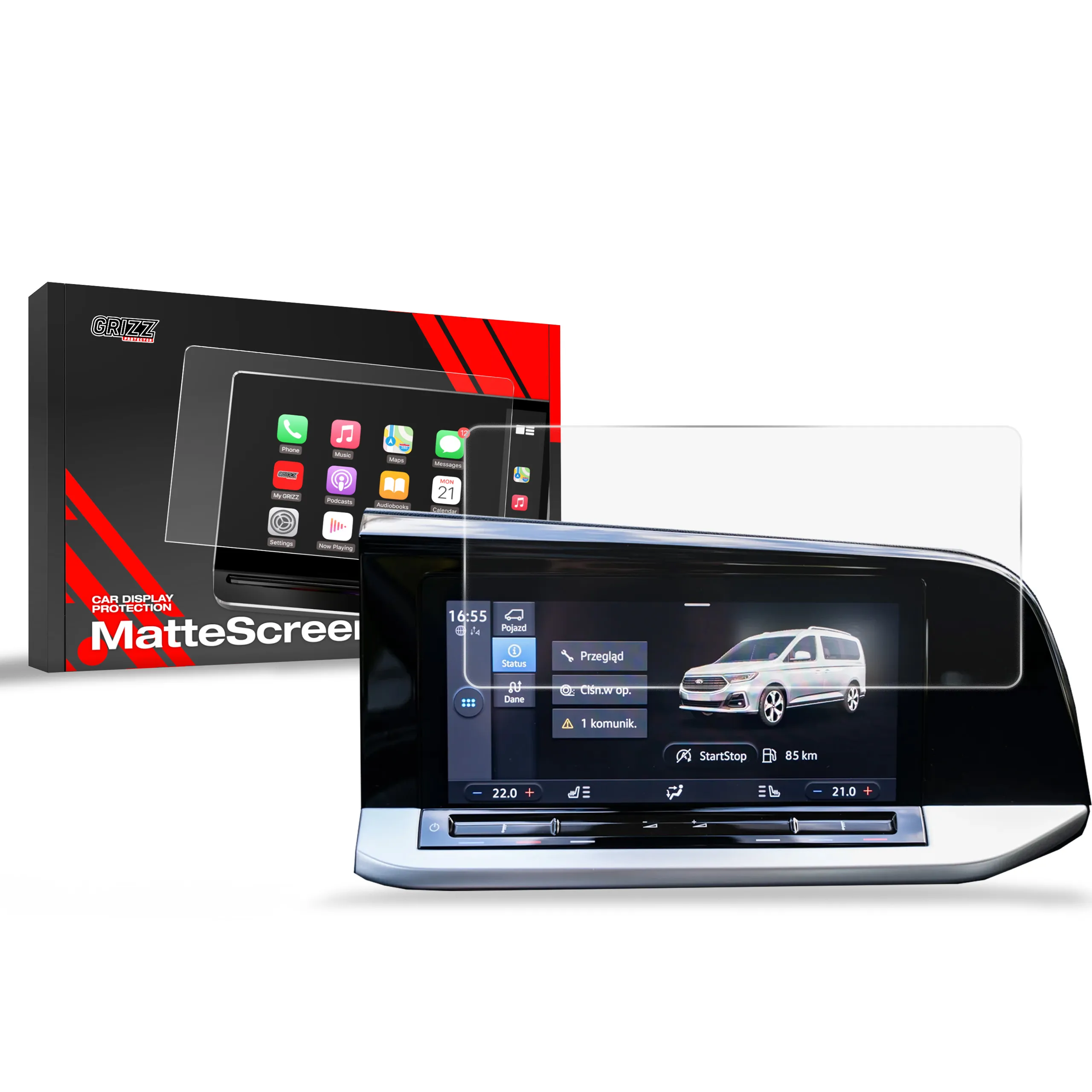 Skjermbeskytter Ford Tourneo Connect 4 10" 2022 - 2025 │ Matt Anti-fingeravtrykk Film Grizz MatteScreen