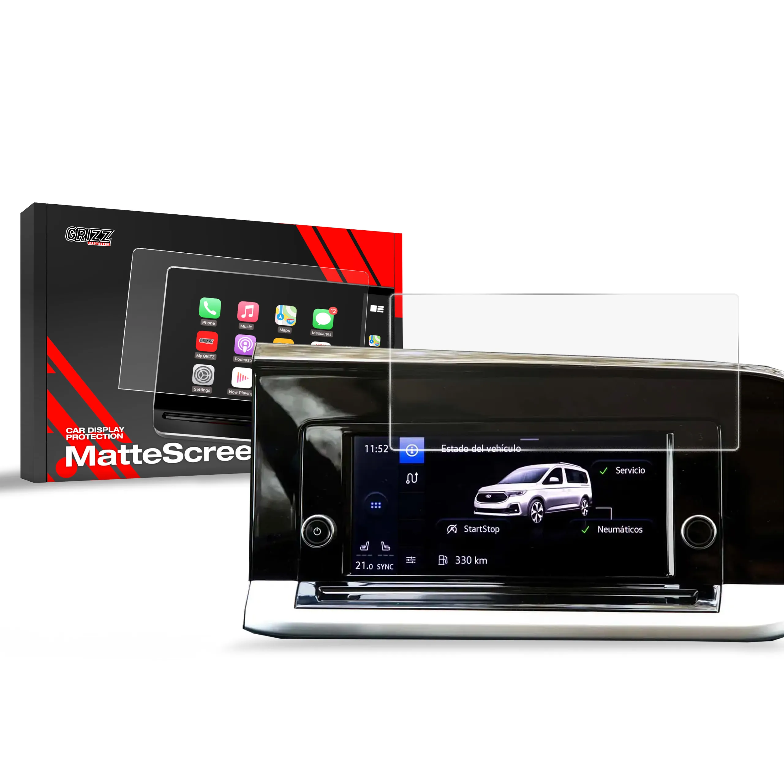 Skjermbeskytter Ford Tourneo Connect IV 8,5" 2022 - 2025 │ Matt Anti-fingeravtrykk Film Grizz MatteScreen