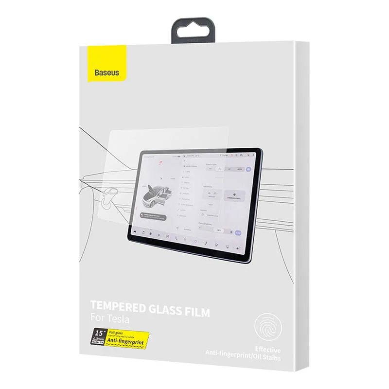 Skjermbeskytter herdet glass Tesla Model 3 / Model Y │ 15'' Baseus Crystal 0,3mm Anti-fingerprint Tempered Glass Film Image 6