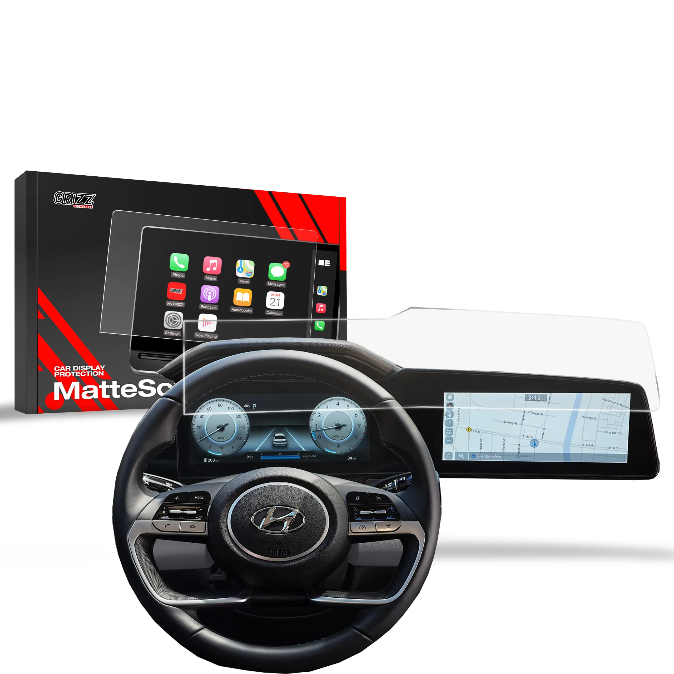 Skjermbeskytter Hyundai Elantra 10,25" 2020 - 2025 │ Matt Anti-fingeravtrykk Film Grizz MatteScreen