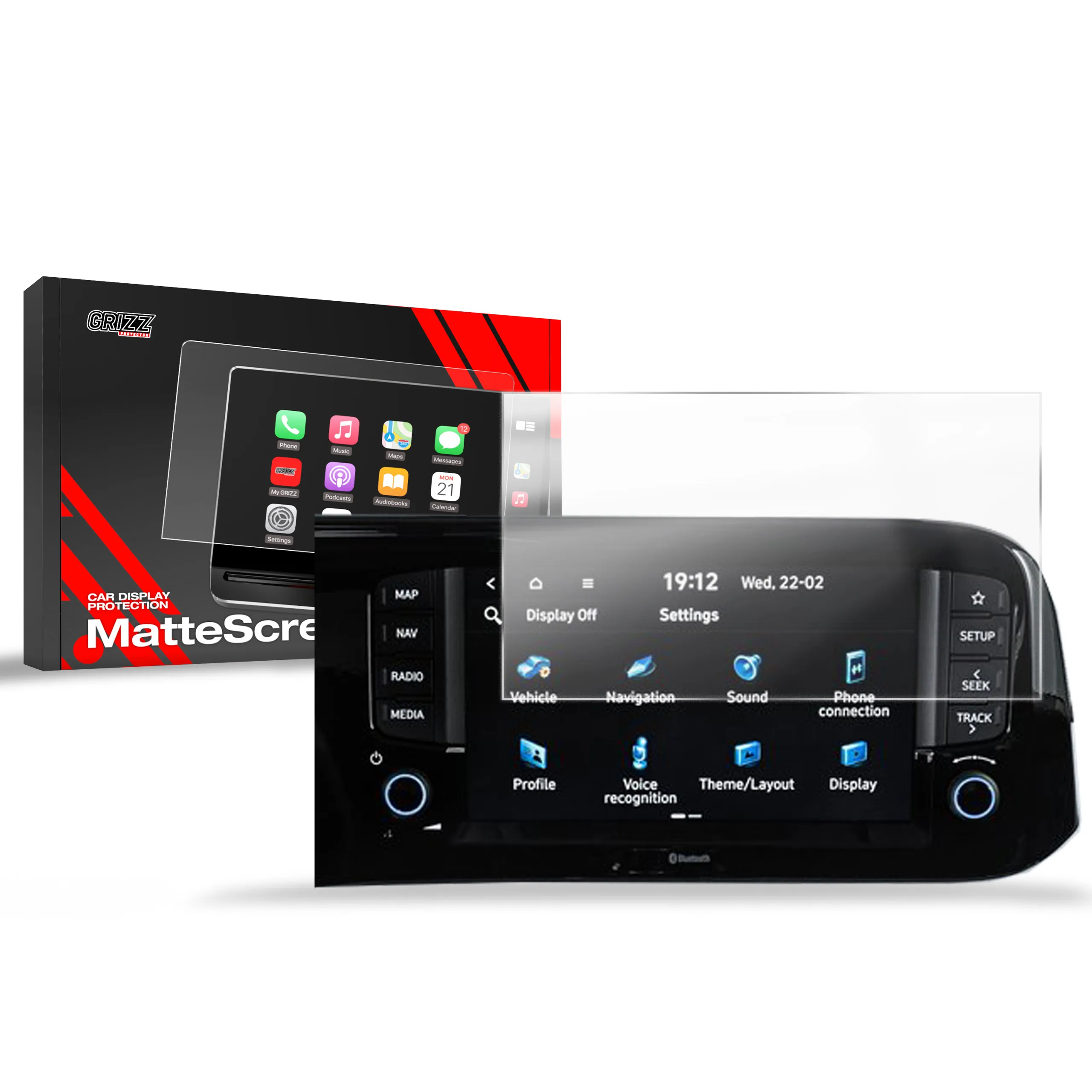 Skjermbeskytter Hyundai i10 8" 2024 - 2025 │ Matt Anti-fingeravtrykk Film Grizz MatteScreen