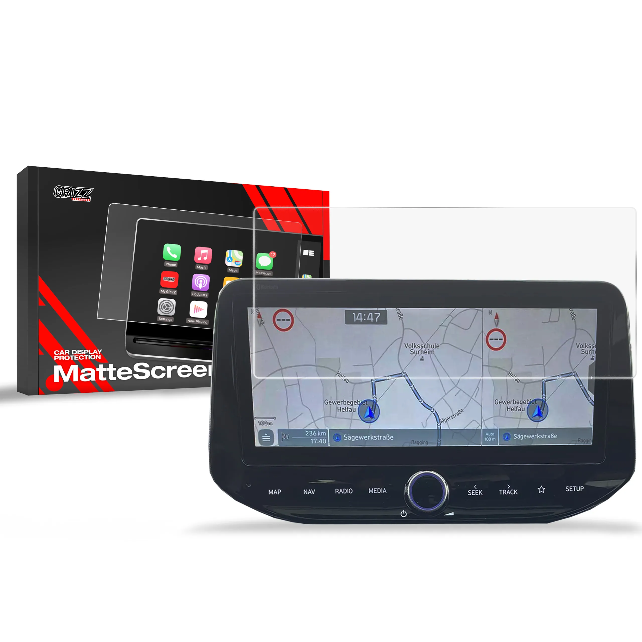 Skjermbeskytter Hyundai i30 10,25" 2020 - 2025 │ Matt Anti-fingeravtrykk Film Grizz MatteScreen Image 1