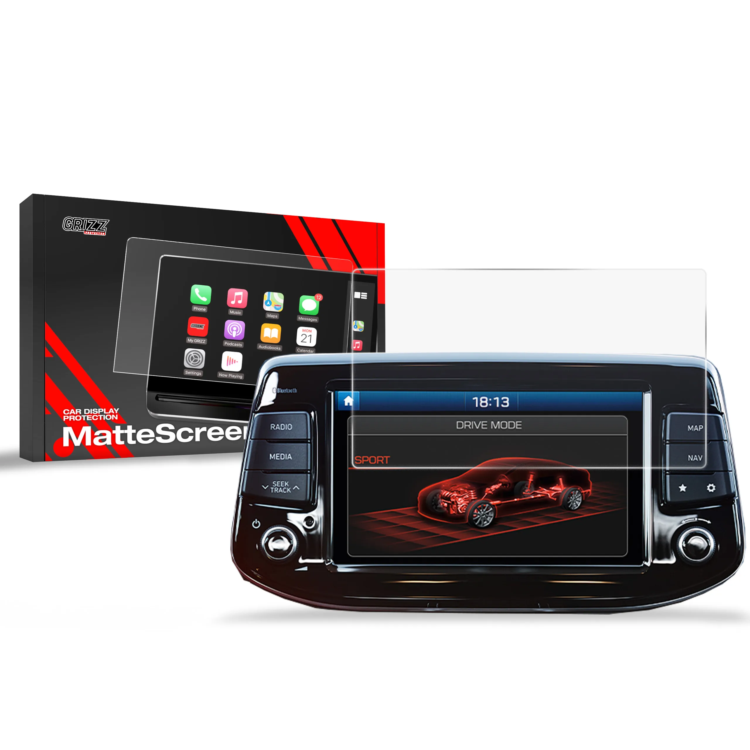 Skjermbeskytter Hyundai i30 8" 2016 - 2020 │ Matt Anti-fingeravtrykk Film Grizz MatteScreen