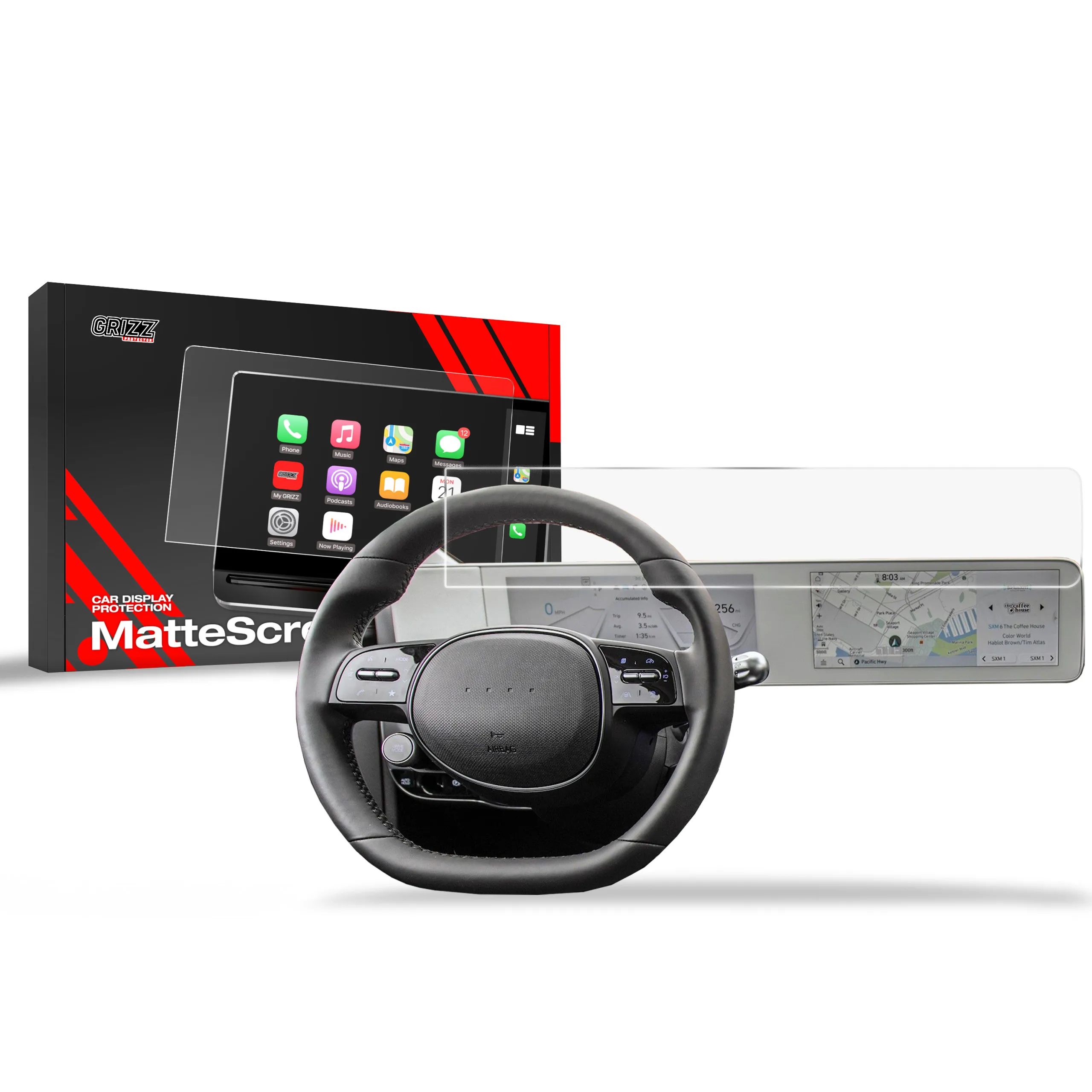 Skjermbeskytter Hyundai Ioniq 5 2021 - 2025 │ Matt Anti-fingeravtrykk Film Grizz MatteScreen