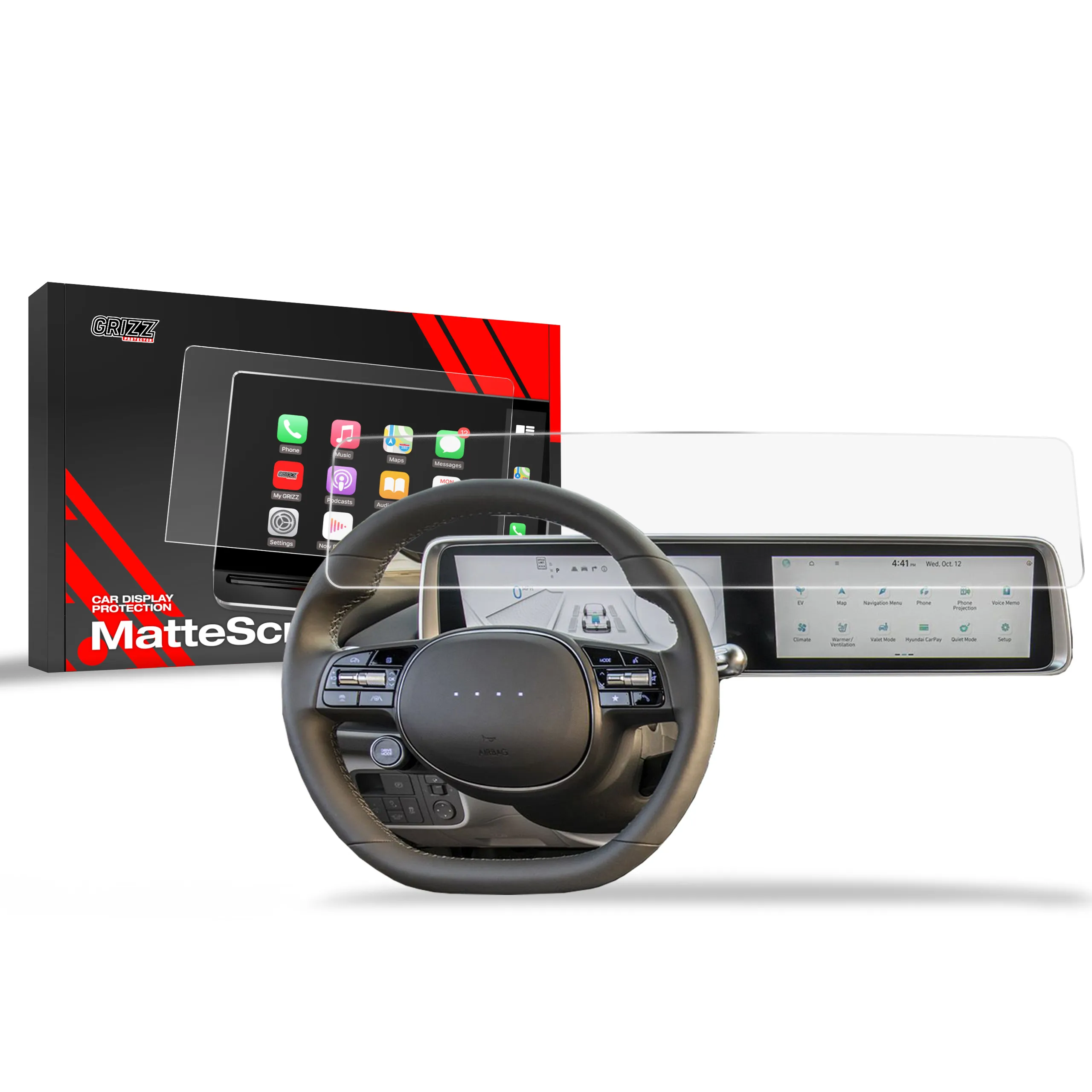 Skjermbeskytter Hyundai Ioniq 6 2022 - 2025 │ Matt Anti-fingeravtrykk Film Grizz MatteScreen
