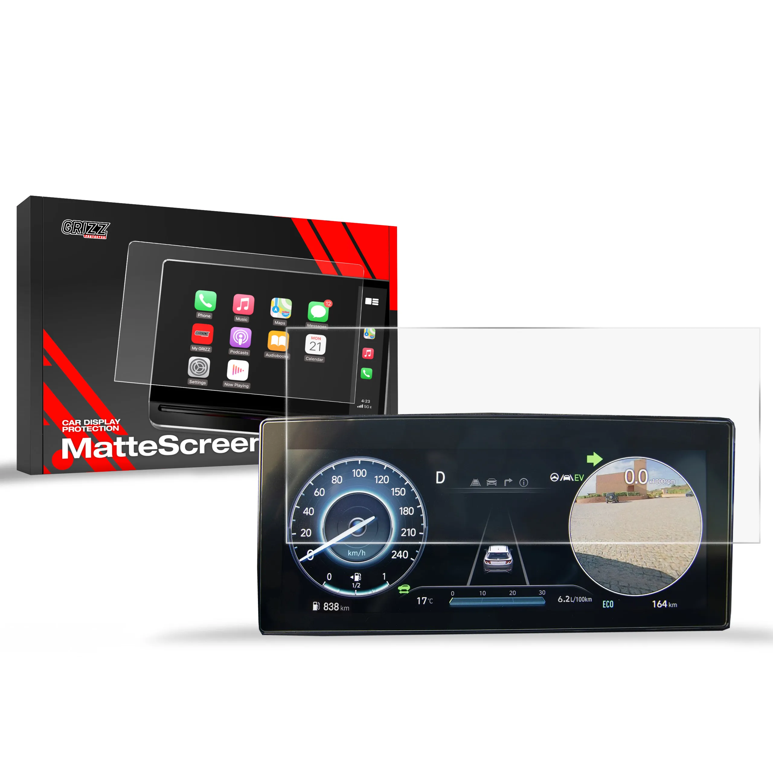 Skjermbeskytter Hyundai Tucson 10,25" Virtual Cockpit 2020 - 2024 │ Matt Anti-fingeravtrykk Film Grizz MatteScreen