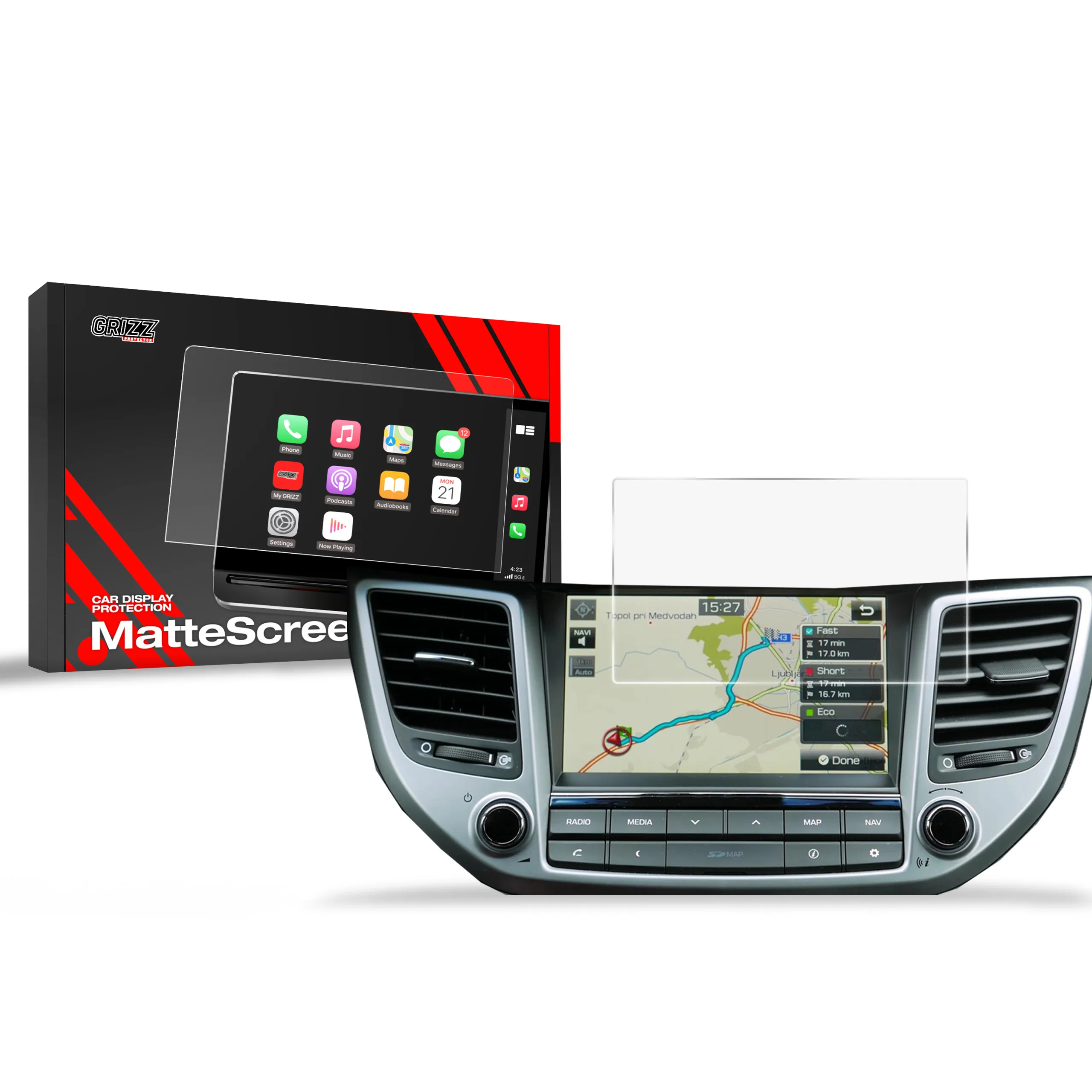 Skjermbeskytter Hyundai Tucson 2015 - 2019 │ Matt Anti-fingeravtrykk Film Grizz MatteScreen