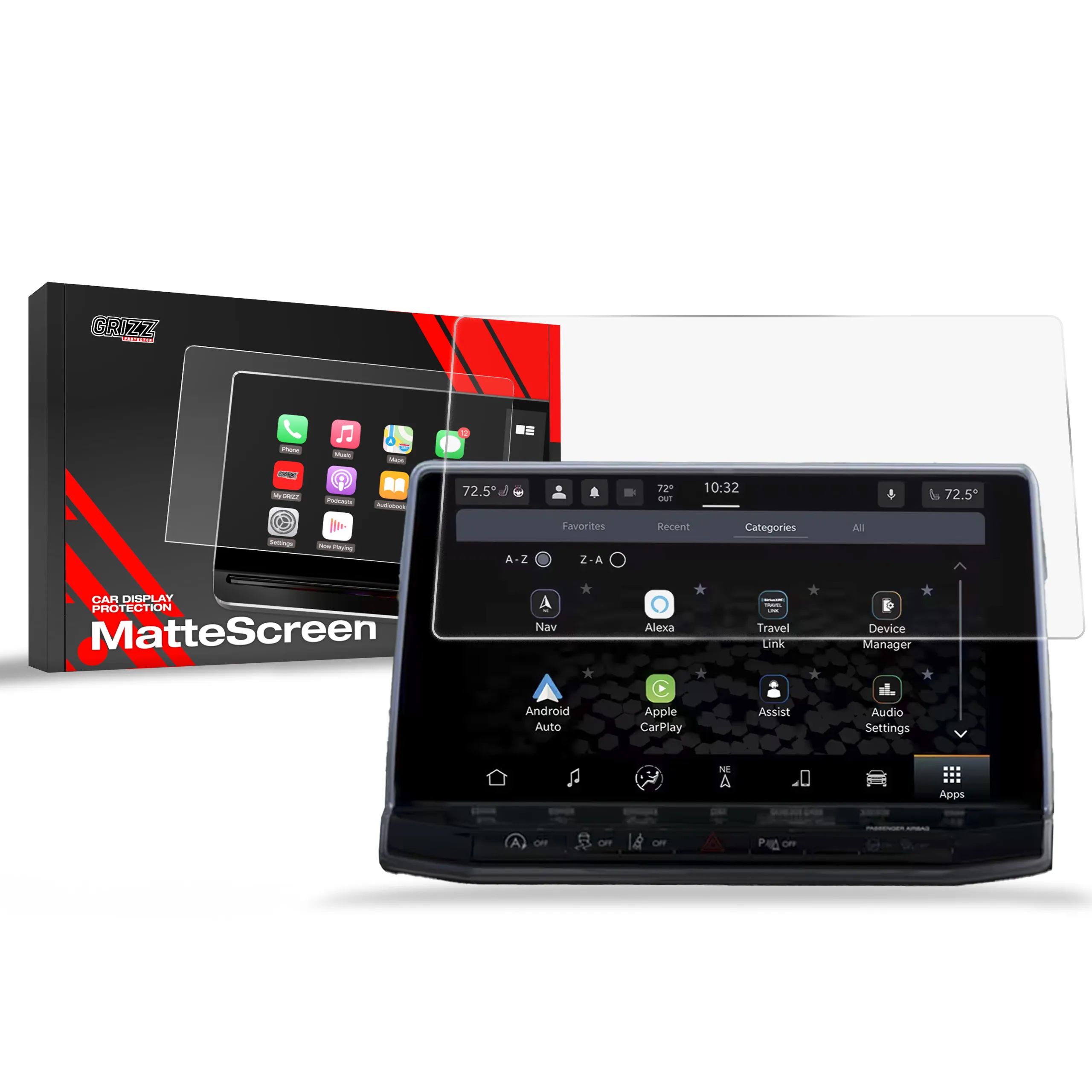 Skjermbeskytter Jeep Compass 10,2" 2020 - 2024 │ Matt Anti-fingeravtrykk Film Grizz MatteScreen
