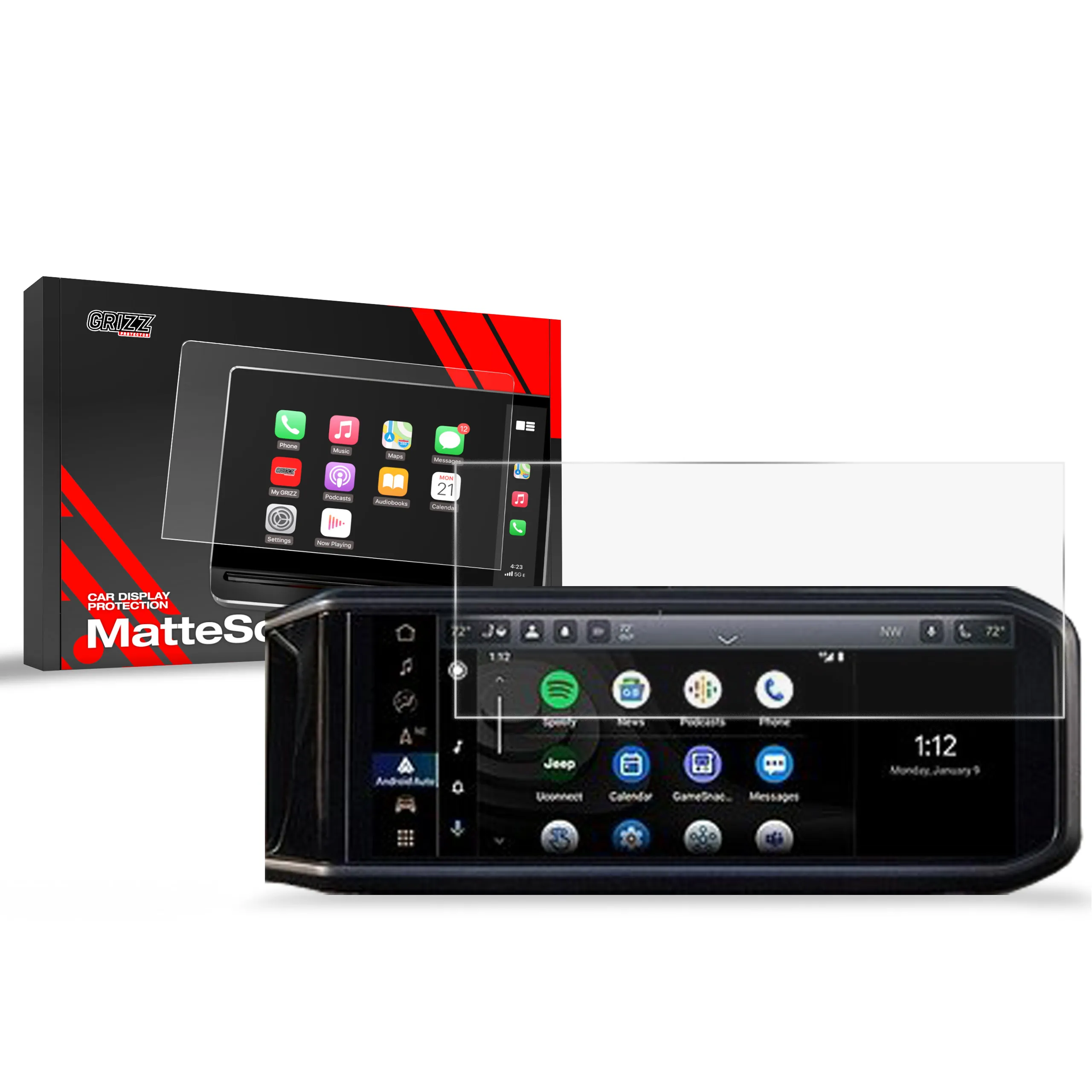 Skjermbeskytter Jeep Wrangler 12,3" 2024 - 2025 │ Matt Anti-fingeravtrykk Film Grizz MatteScreen