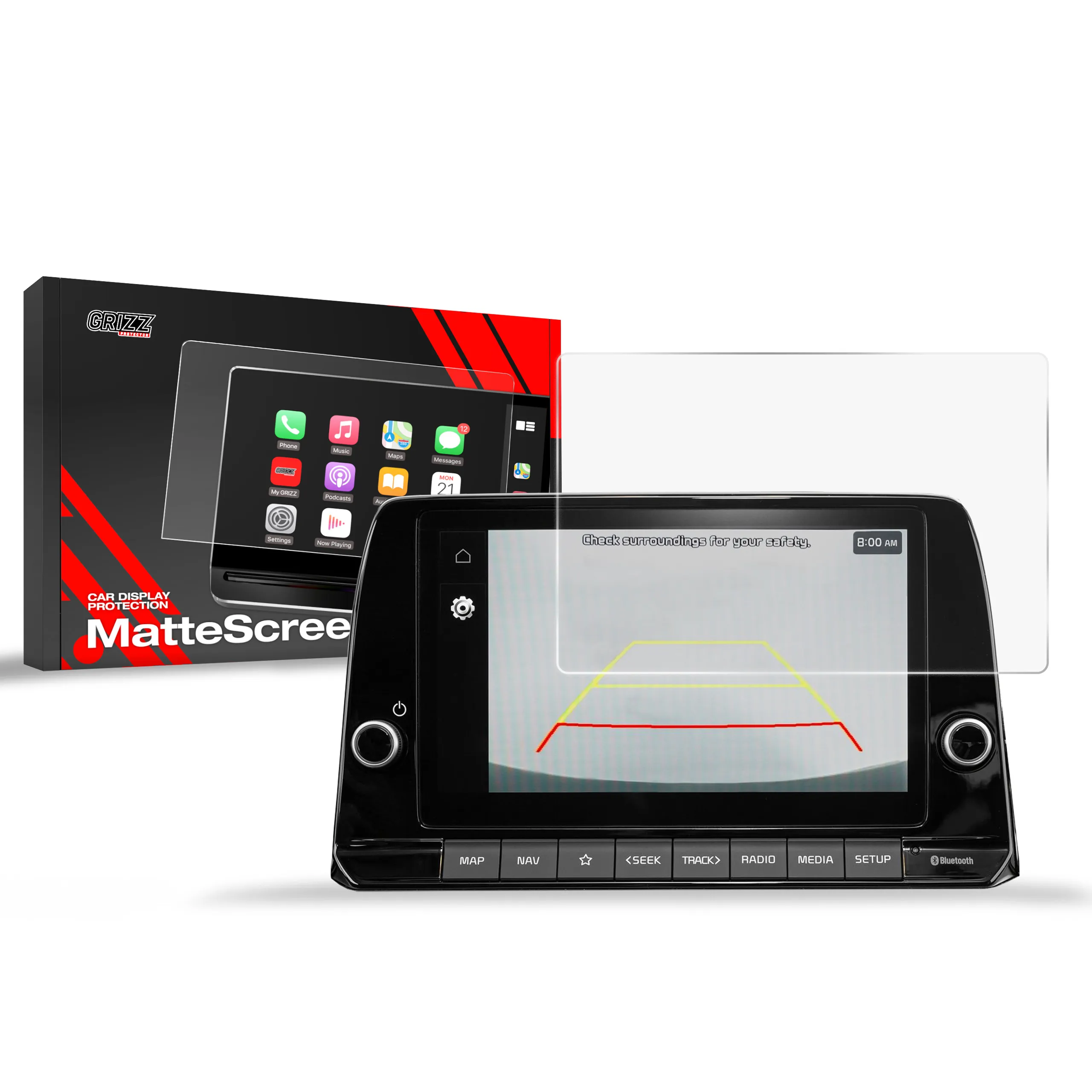 Skjermbeskytter Kia Picanto III 8" 2023 - 2025 │ Matt Anti-fingeravtrykk Film Grizz MatteScreen
