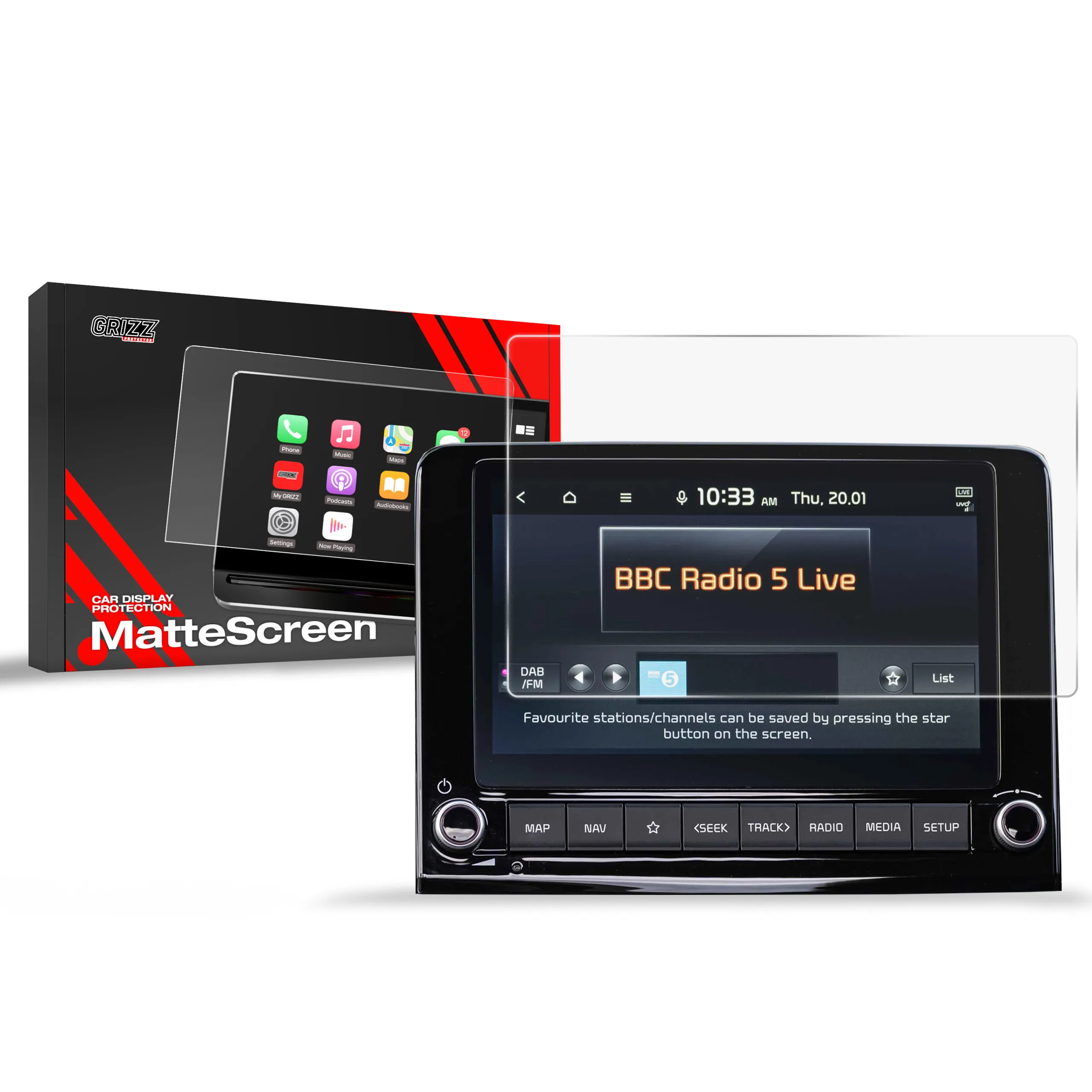 Skjermbeskytter Kia Rio IV 2020 - 2023 │ Matt Anti-fingeravtrykk Film Grizz MatteScreen