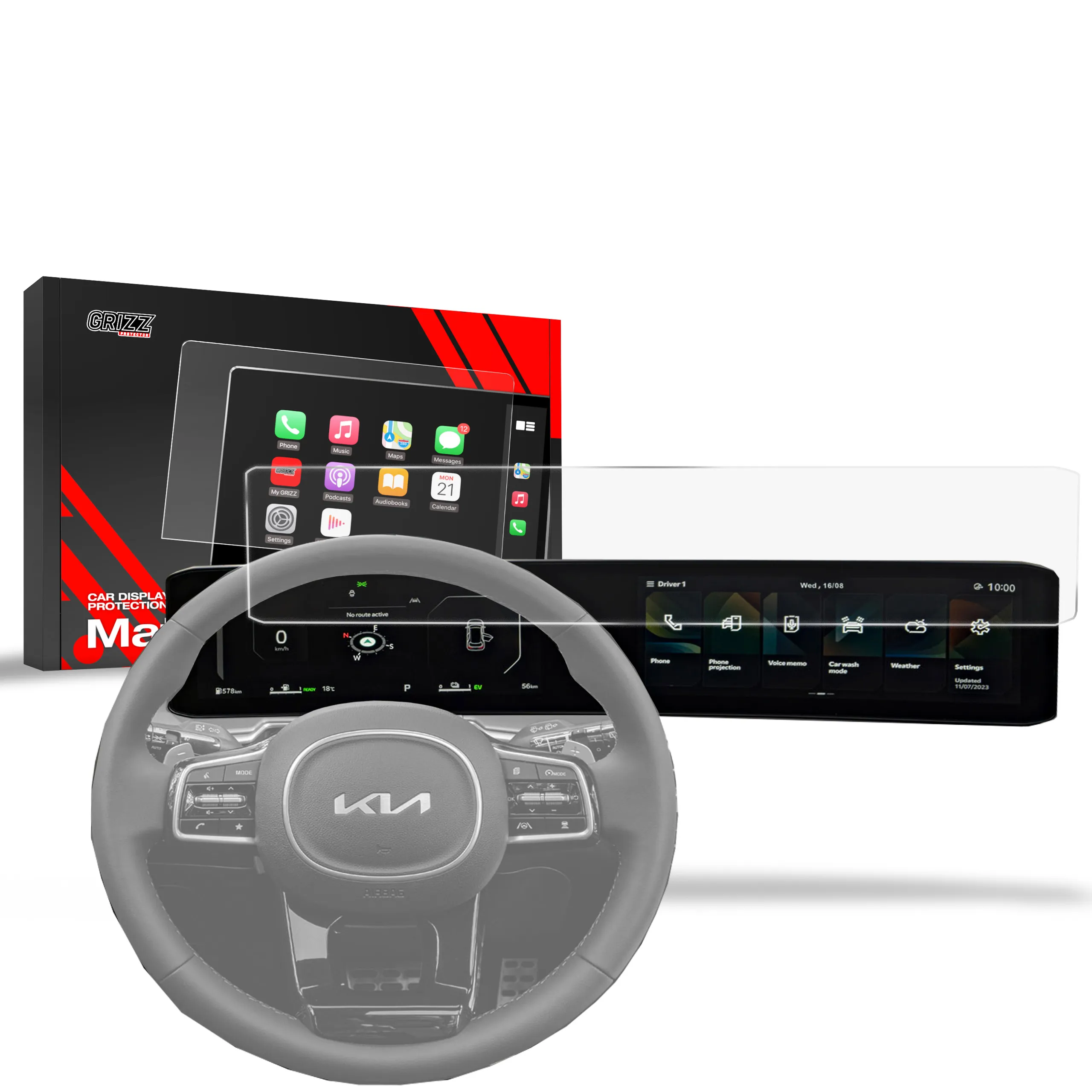 Skjermbeskytter Kia Sorento IV 2023 - 2025 │ Matt Anti-fingeravtrykk Film Grizz MatteScreen