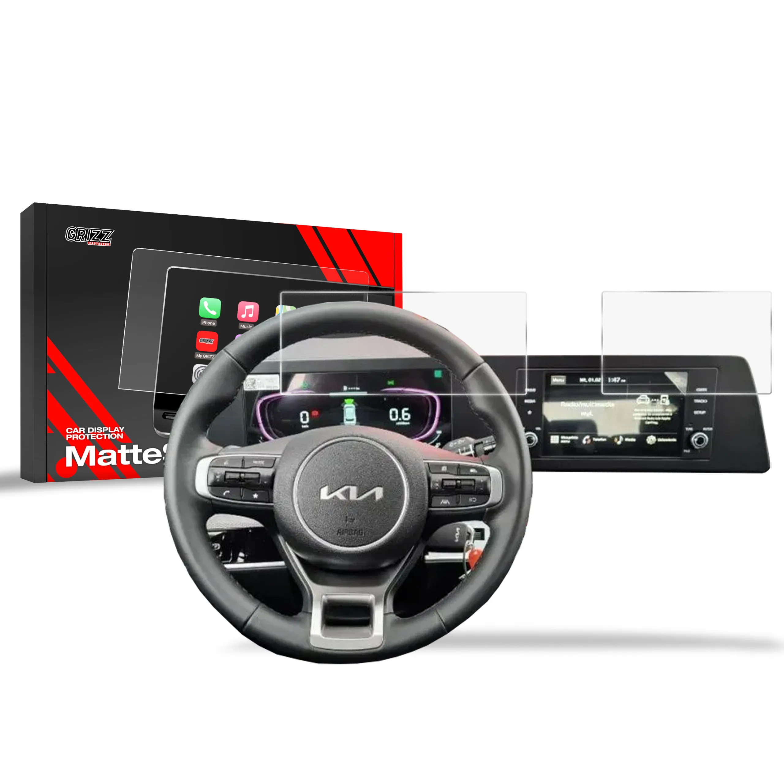 Skjermbeskytter Kia Sportage 5 M 2021 - 2024 │ Matt Anti-fingeravtrykk Film Grizz MatteScreen
