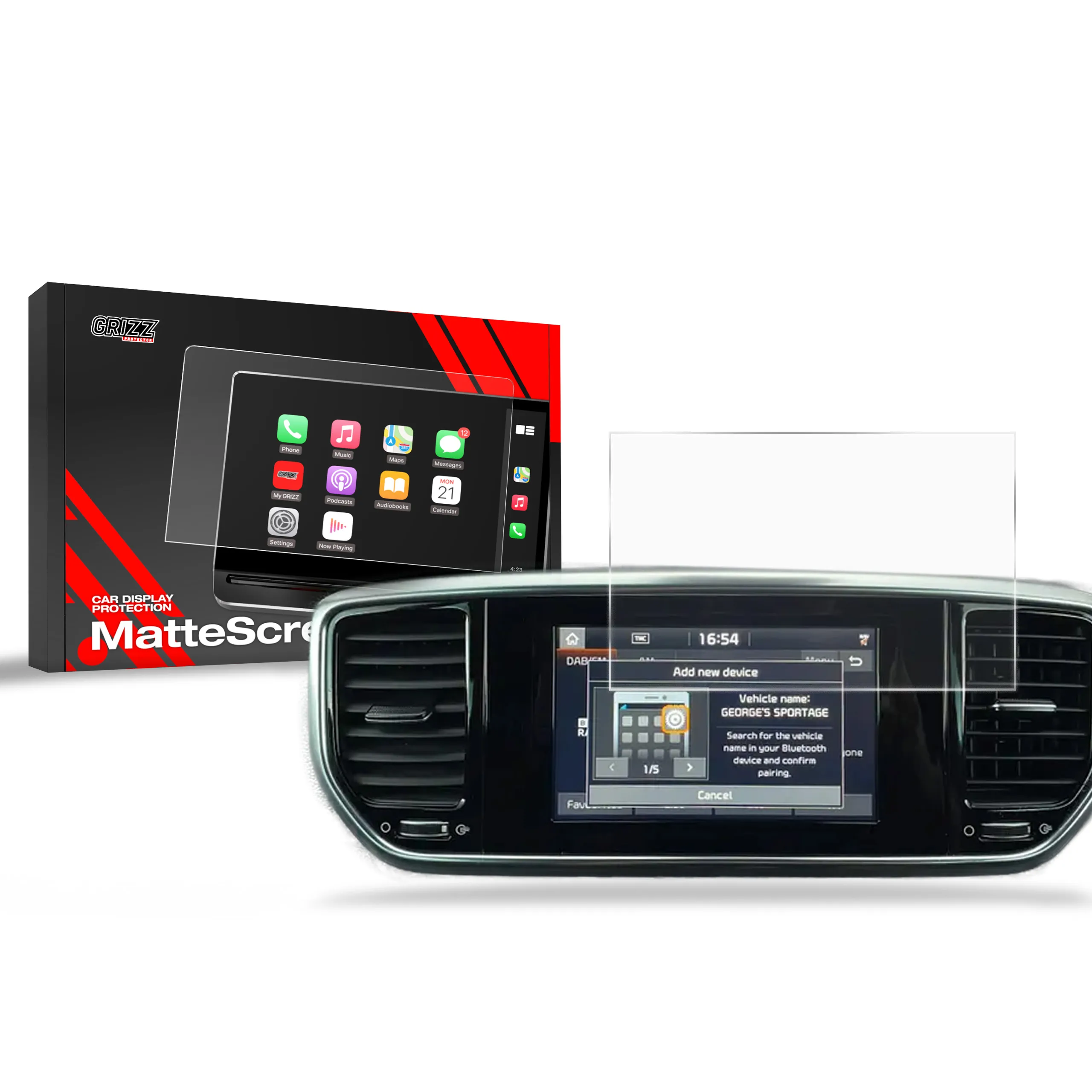Skjermbeskytter Kia Sportage IV 7" 2018 - 2021 │ Matt Anti-fingeravtrykk Film Grizz MatteScreen