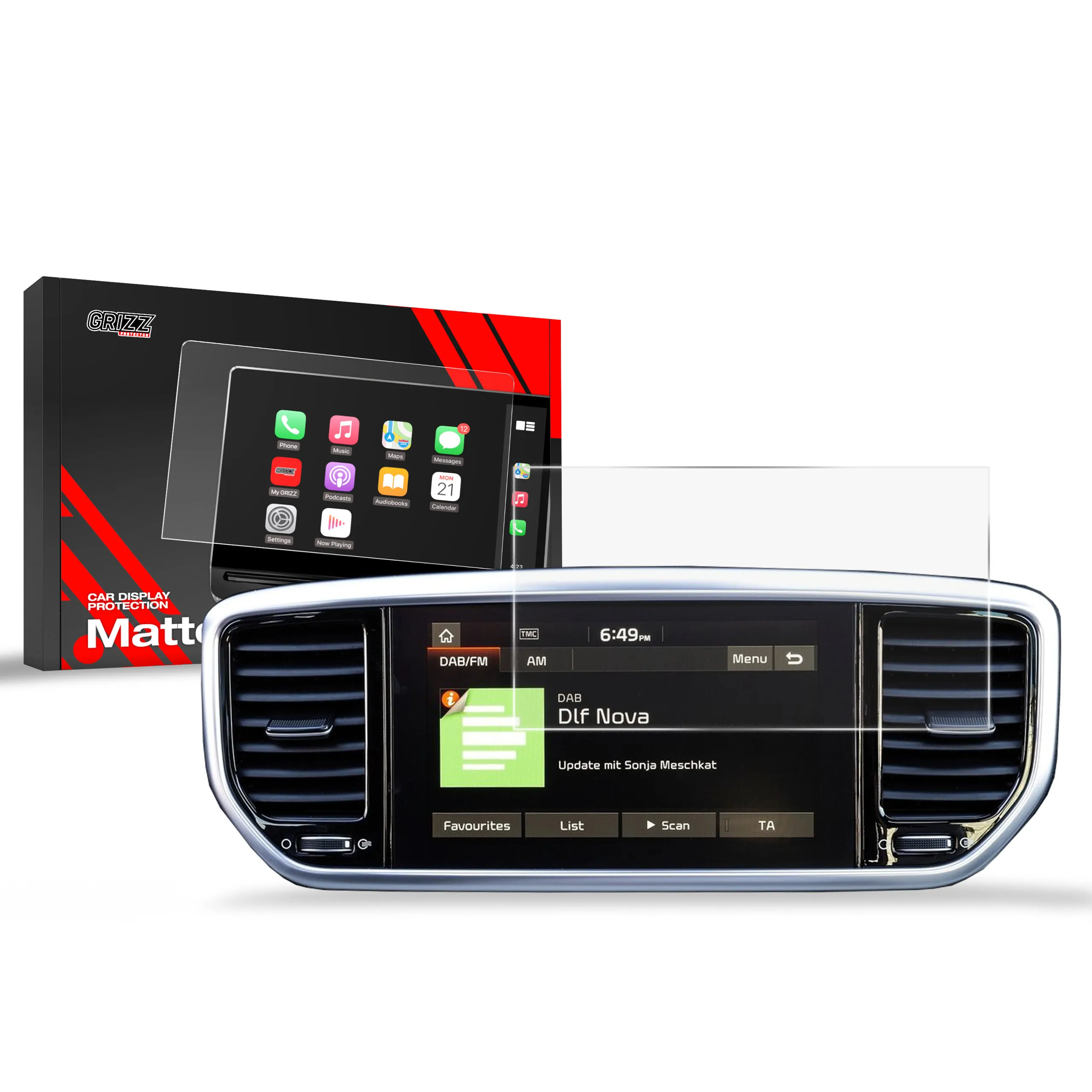 Skjermbeskytter Kia Sportage IV 8" 2015 - 2021 │ Matt Anti-fingeravtrykk Film Grizz MatteScreen