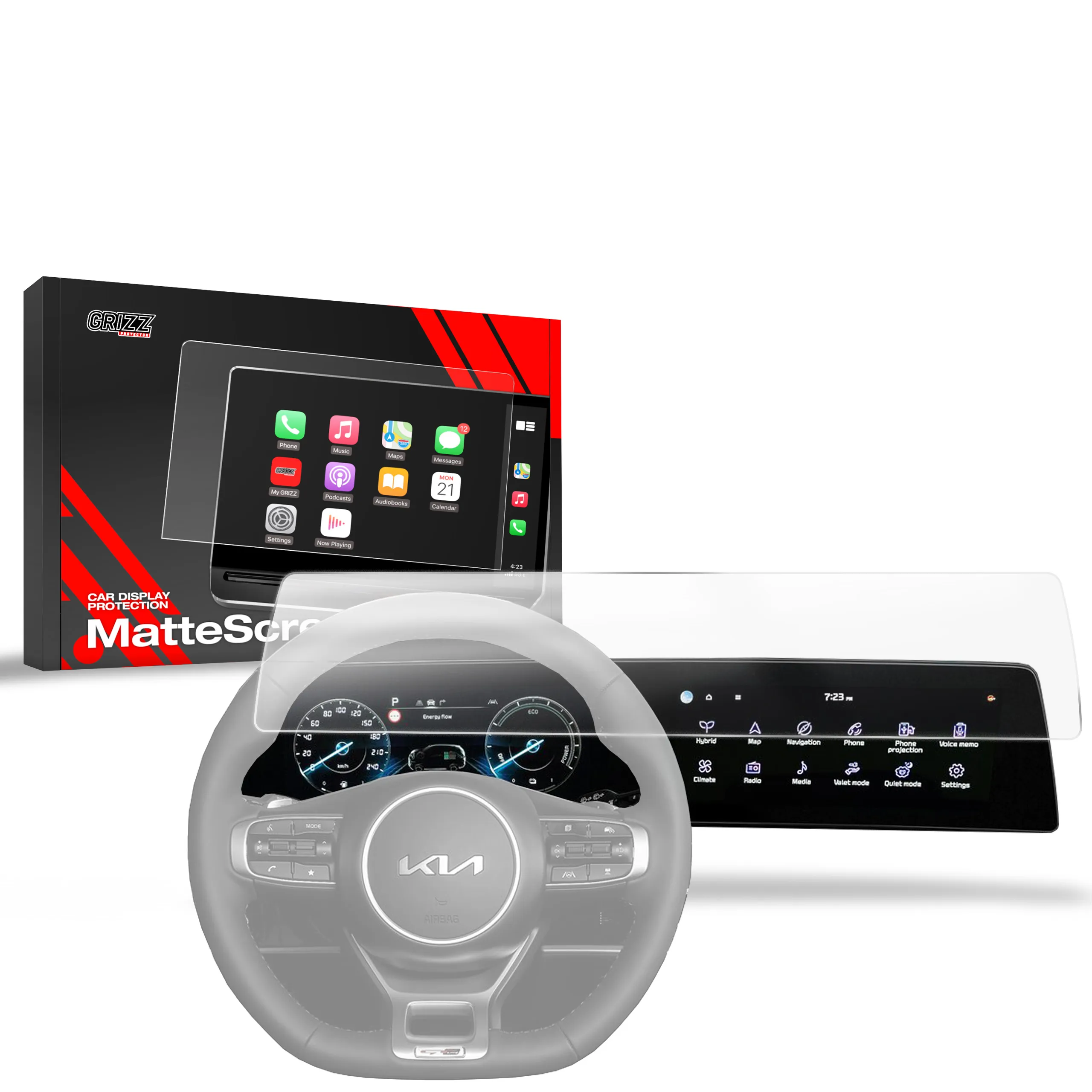 Skjermbeskytter Kia Sportage V Business Line 2021 - 2025 │ Matt Anti-fingeravtrykk Film Grizz MatteScreen