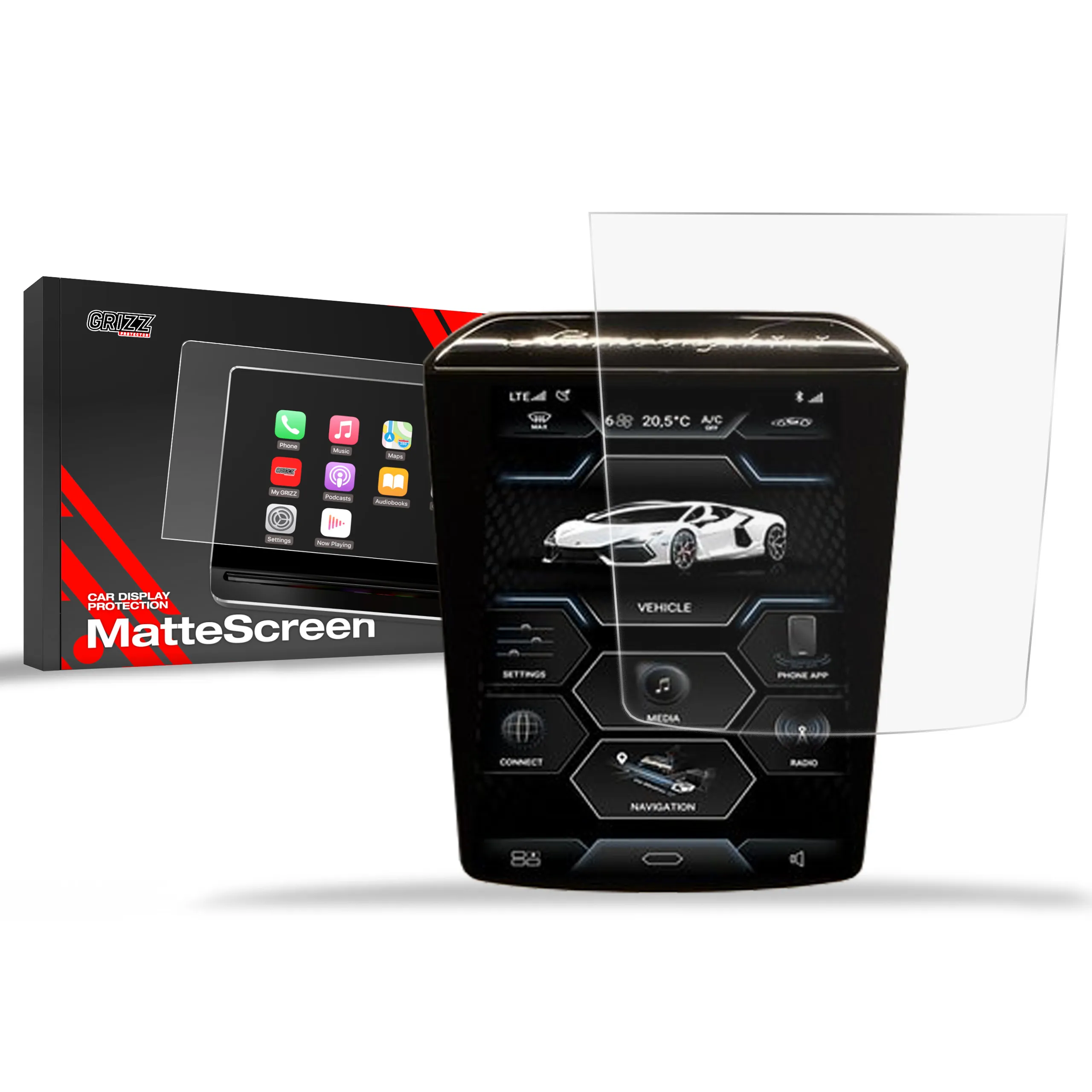 Skjermbeskytter Lamborghini Revuelto 2024 - 2025 │ Matt Anti-fingeravtrykk Film Grizz MatteScreen