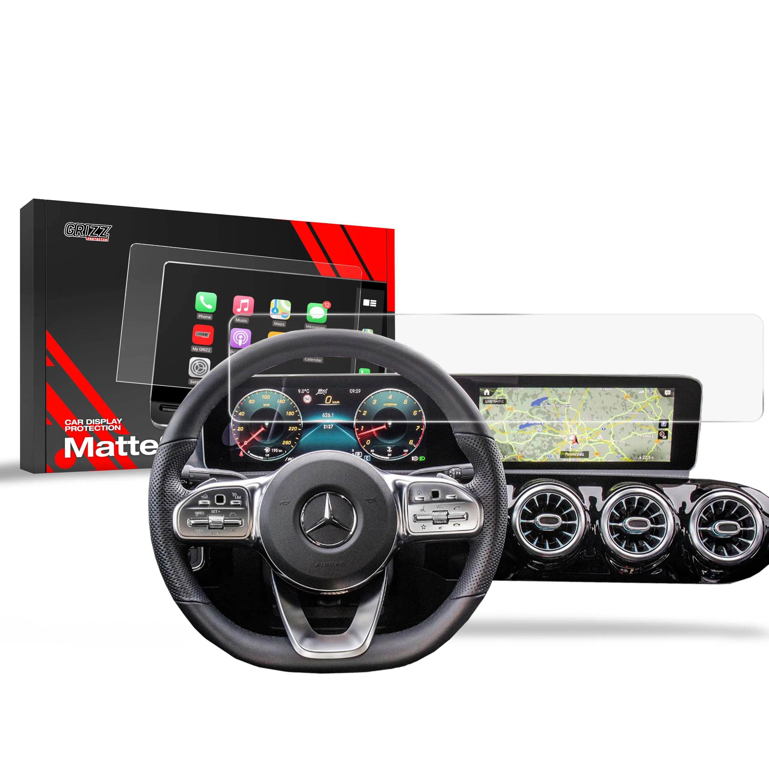 Skjermbeskytter Mercedes AMG CLA A35 2019 - 2025 │ Matt Anti-fingeravtrykk Film Grizz MatteScreen