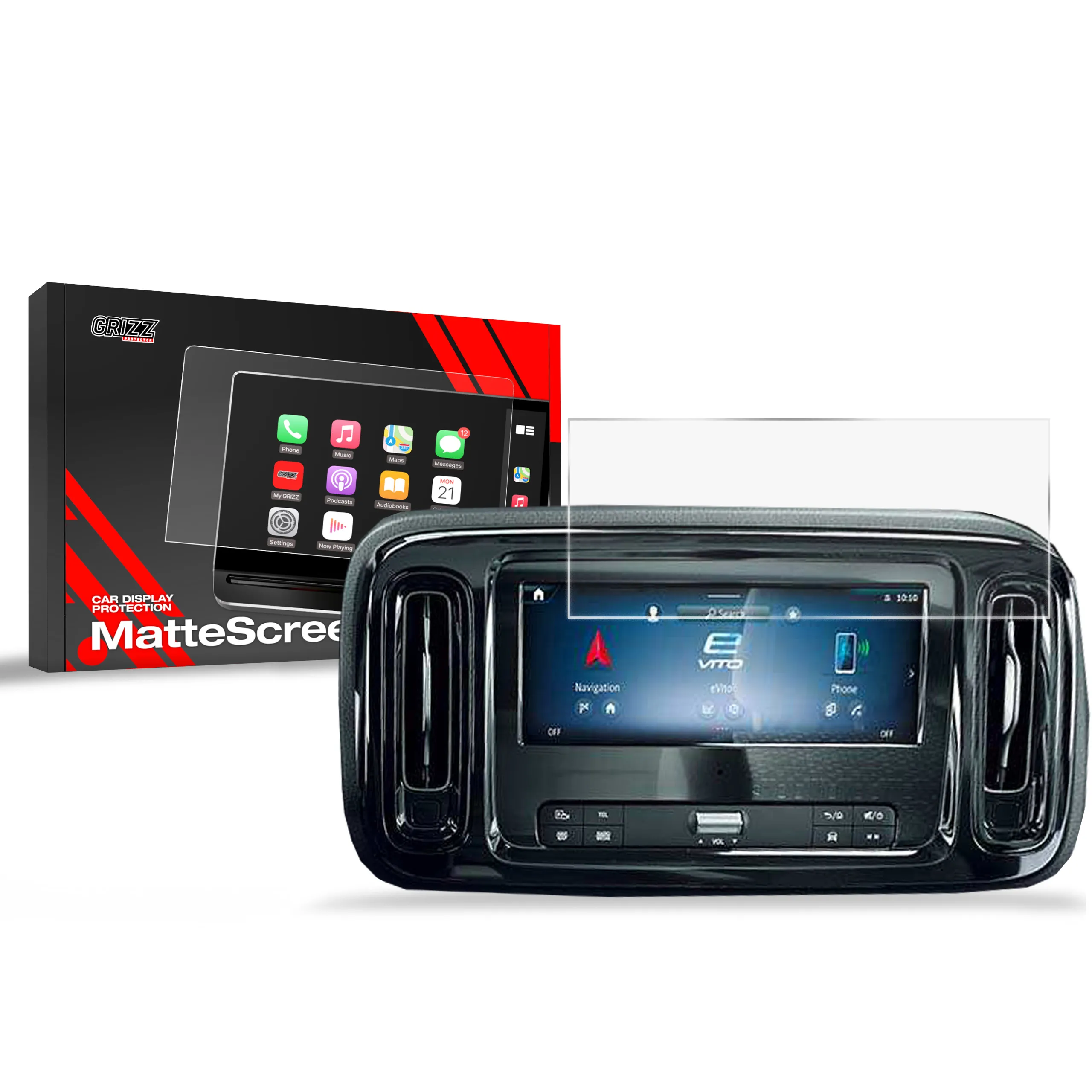 Skjermbeskytter Mercedes Vito MBUX 10,25" 2023 - 2025 │ Matt Anti-fingeravtrykk Film Grizz MatteScreen