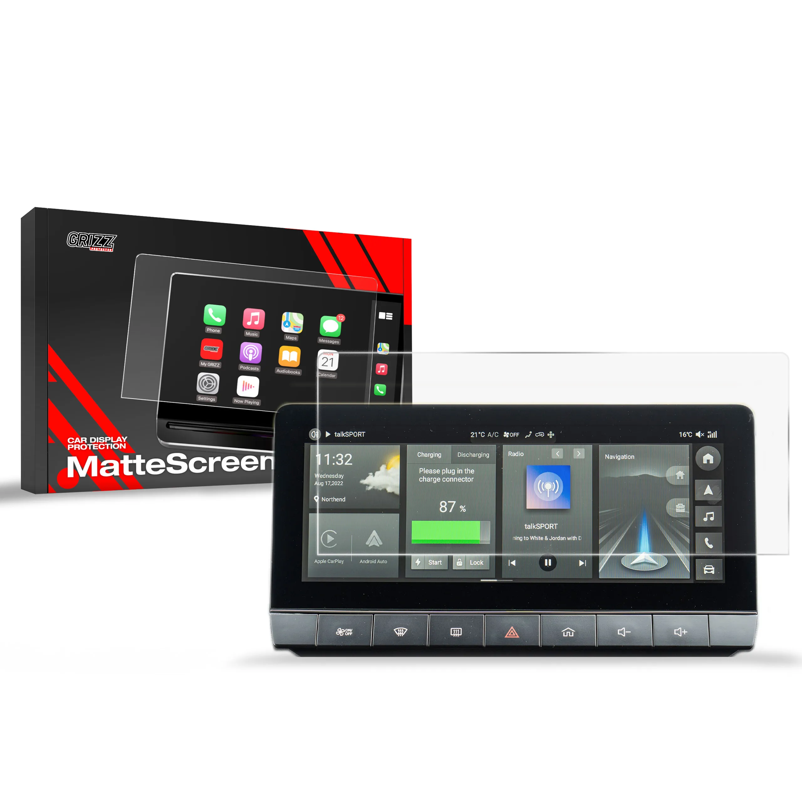 Skjermbeskytter MG 4 10,25" 2022 - 2025 │ Matt Anti-fingeravtrykk Film Grizz MatteScreen