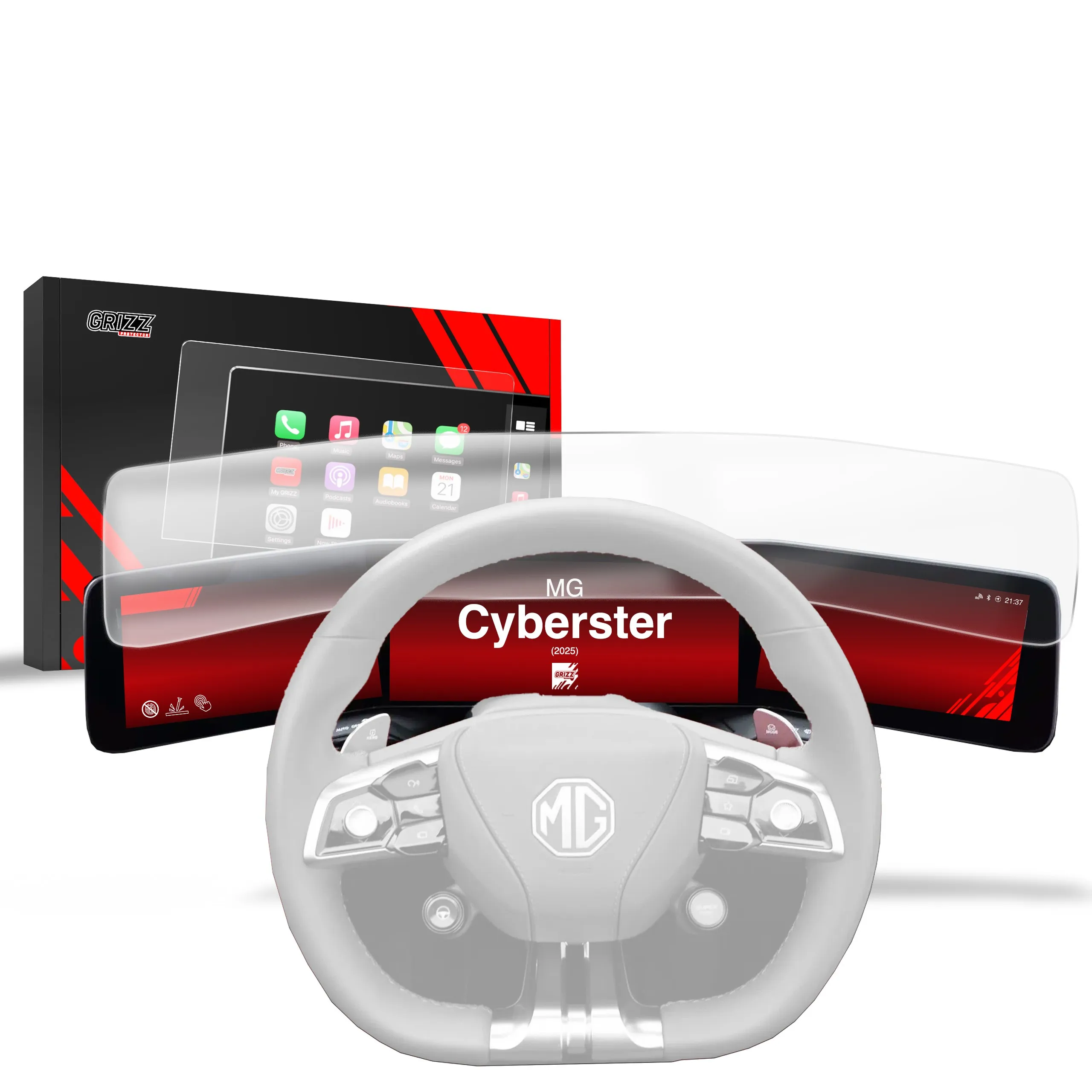 Skjermbeskytter MG Cyberster 2025 - 2026 │ Anti-fingeravtrykk skjermfolie Gjennomsiktig Grizz CarDisplay200