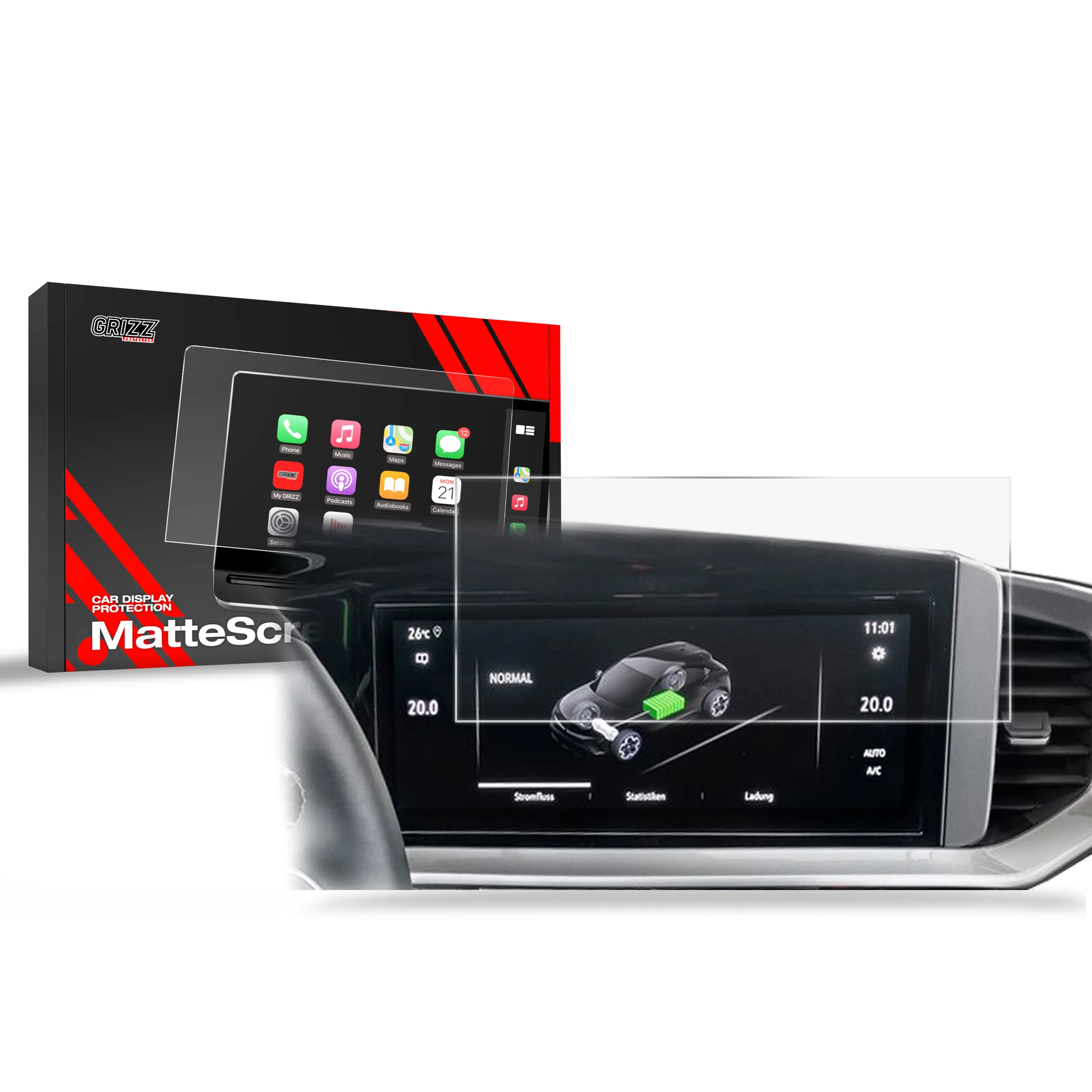Skjermbeskytter Opel Grandland 10" 2021 - 2024 │ Matt Anti-fingeravtrykk Film Grizz MatteScreen