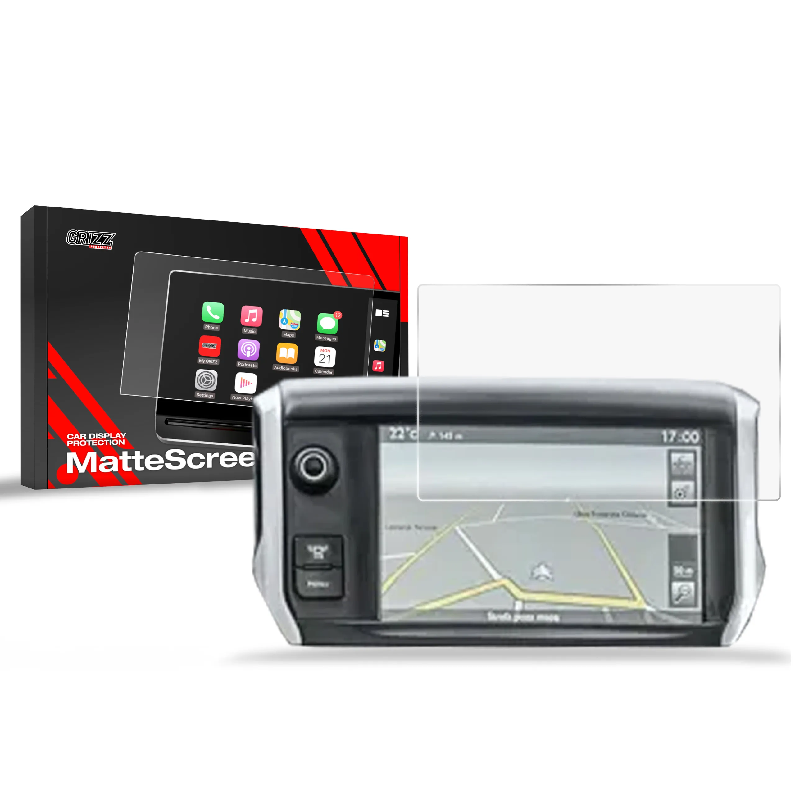 Skjermbeskytter Peugeot 2008 2013 - 2019 │ Matt Anti-fingeravtrykk Film Grizz MatteScreen