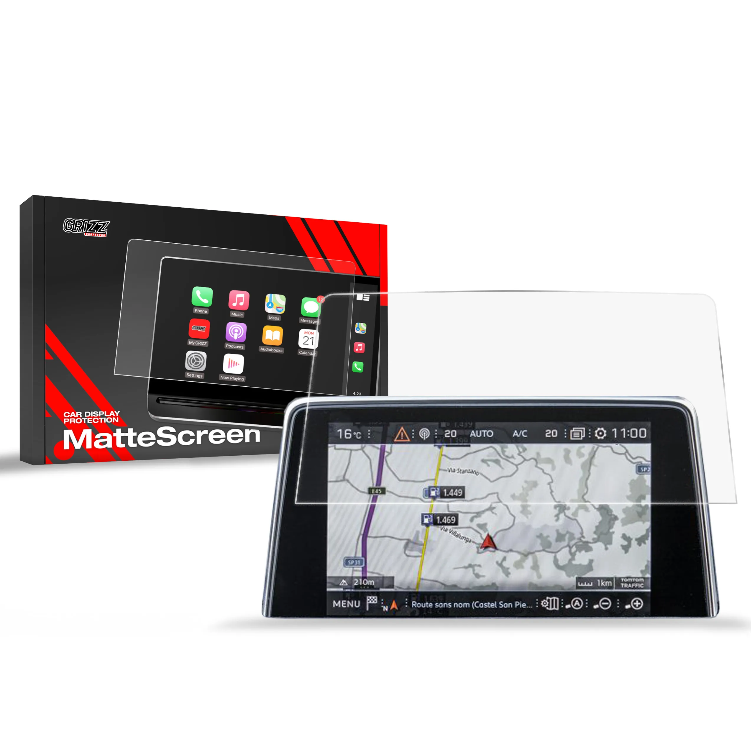 Skjermbeskytter Peugeot 3008 GT II 2016 - 2020 │ Matt Anti-fingeravtrykk Film Grizz MatteScreen
