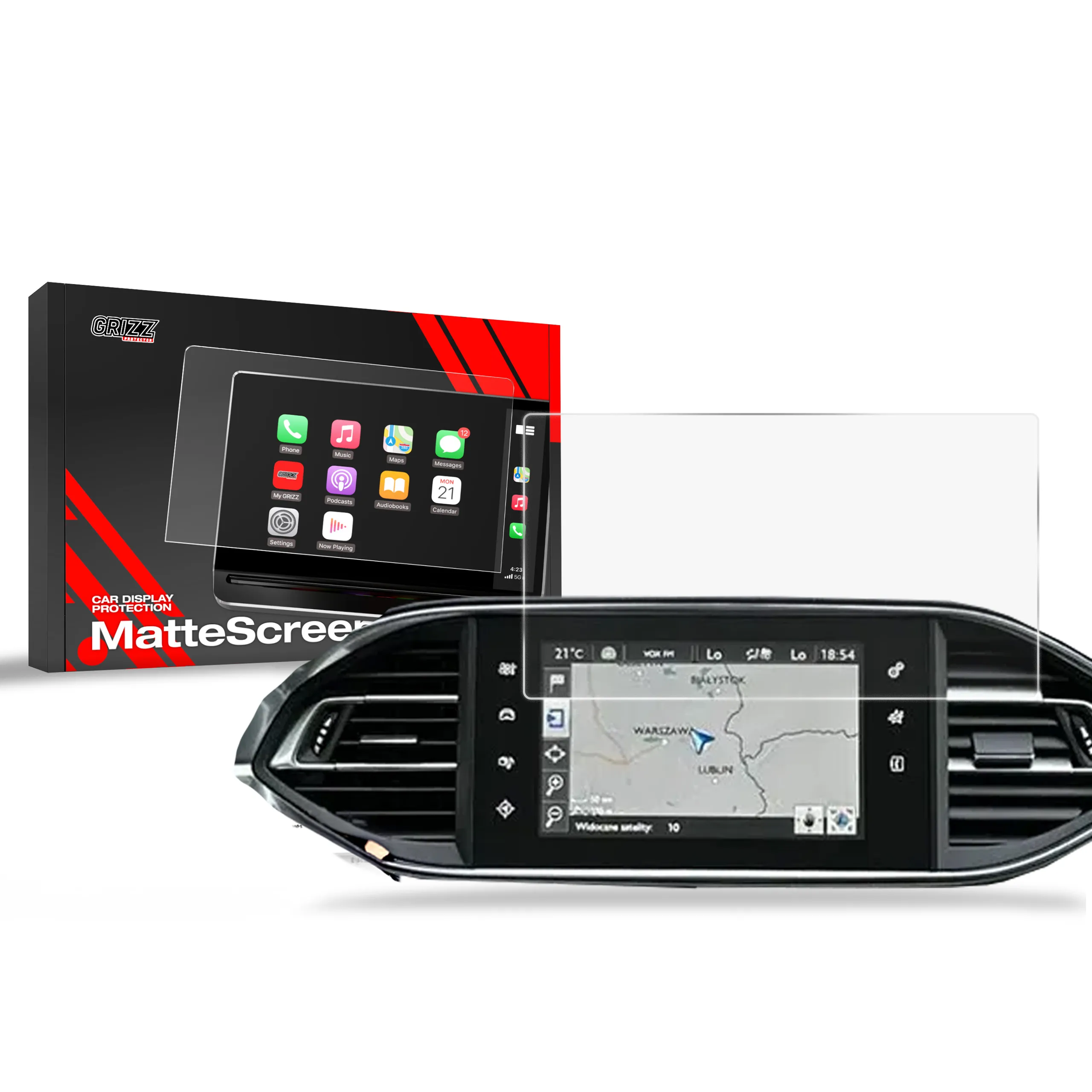 Skjermbeskytter Peugeot 308 II 2013 - 2021 │ Matt Anti-fingeravtrykk Film Grizz MatteScreen