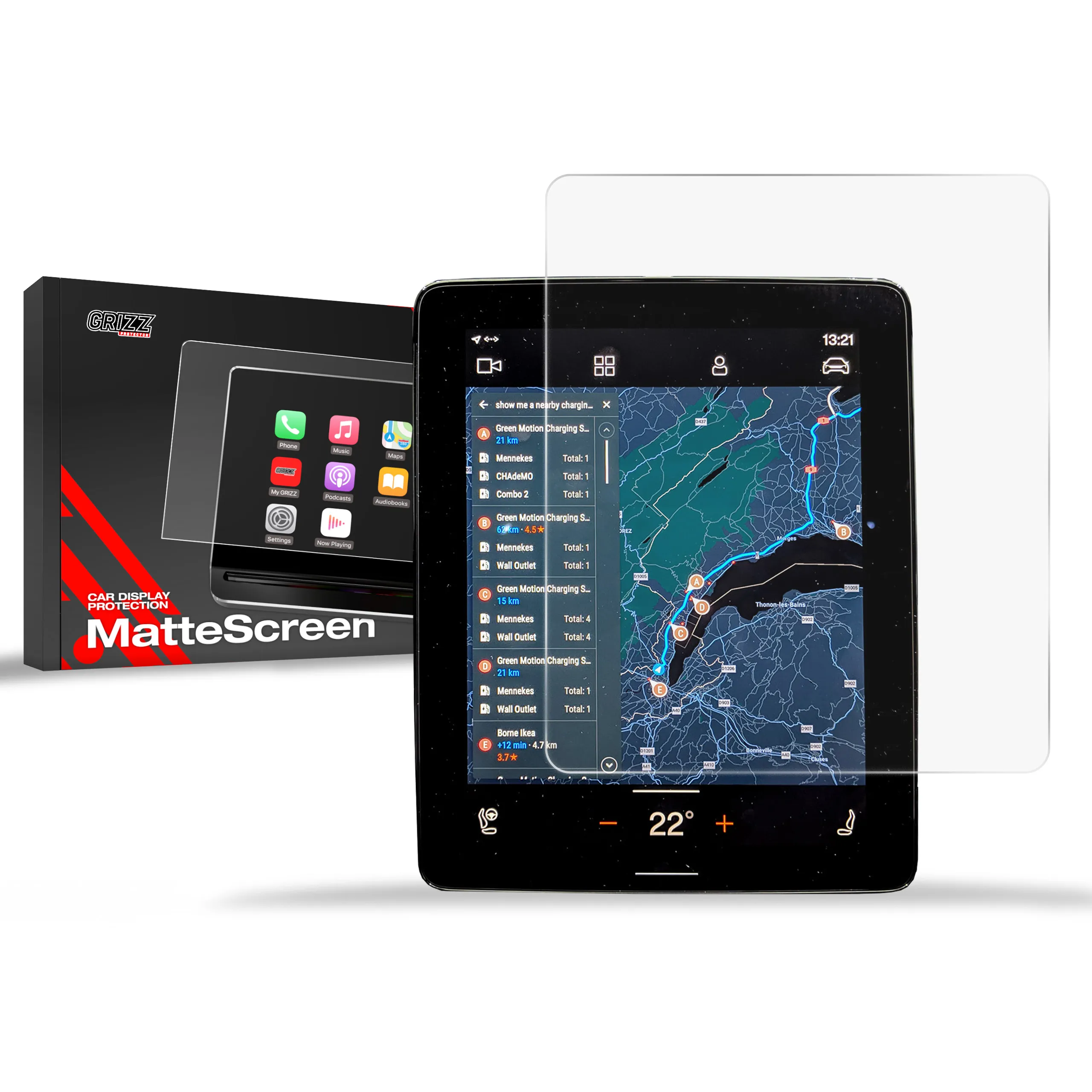 Skjermbeskytter Polestar 2 2021 - 2025 │ Matt Anti-fingeravtrykk Film Grizz MatteScreen Image 1