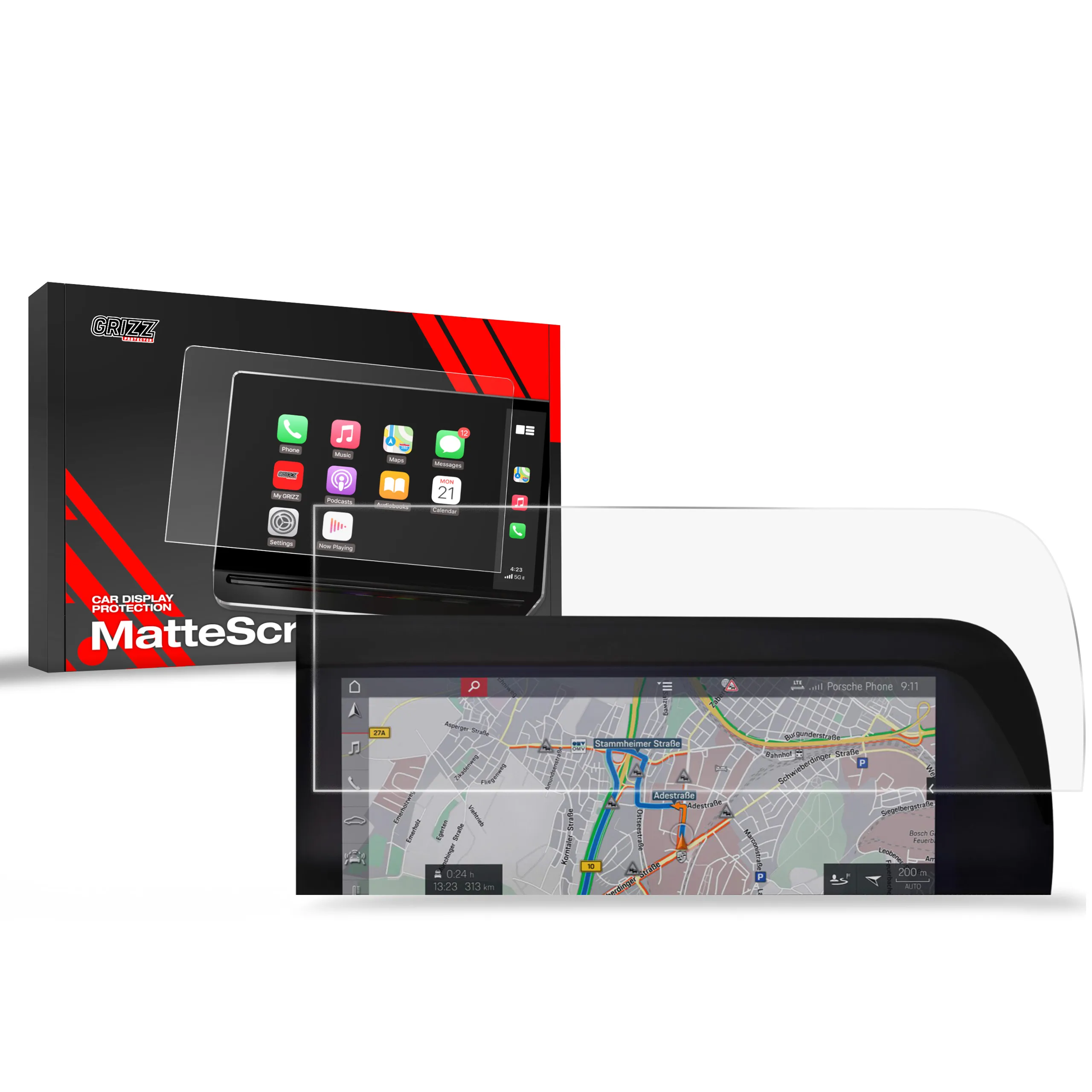 Skjermbeskytter Porsche 911 992 2019 - 2025 │ Matt Anti-fingeravtrykk Film Grizz MatteScreen