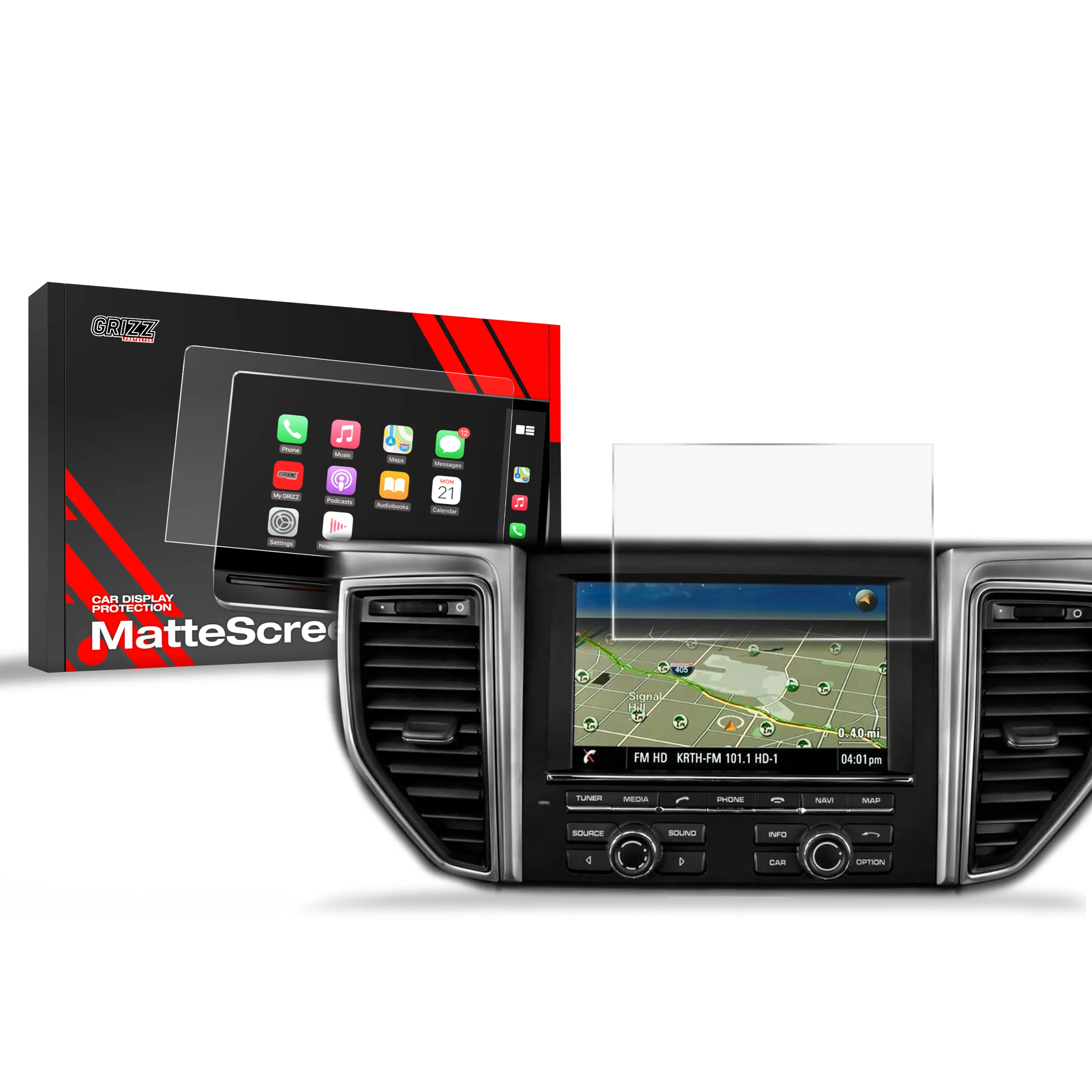 Skjermbeskytter Porsche Macan 7" 2014 - 2018 │ Matt Anti-fingeravtrykk Film Grizz MatteScreen