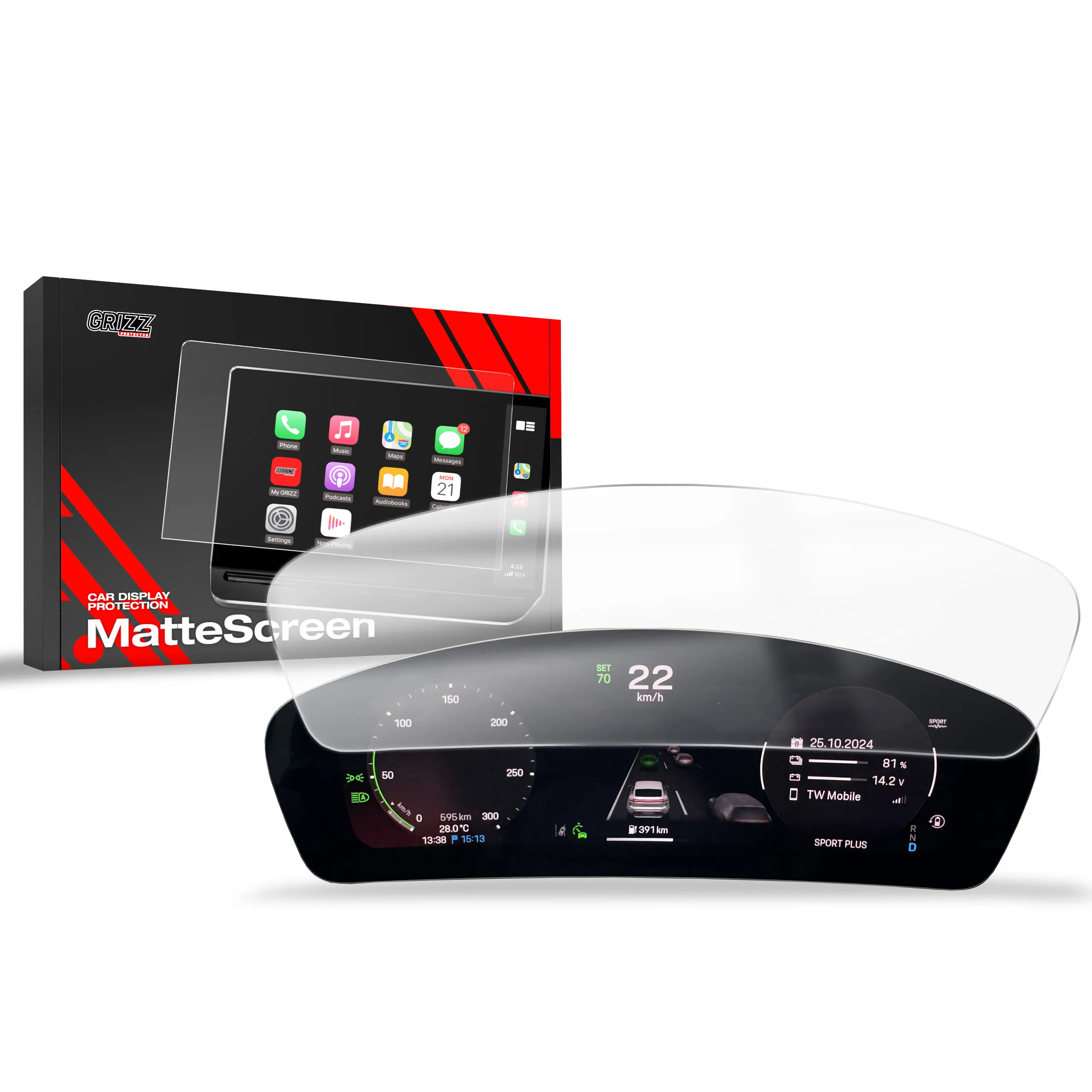 Skjermbeskytter Porsche Macan IV Virtual Cockpit (2025) │ Matt Anti-fingeravtrykk Film Grizz MatteScreen