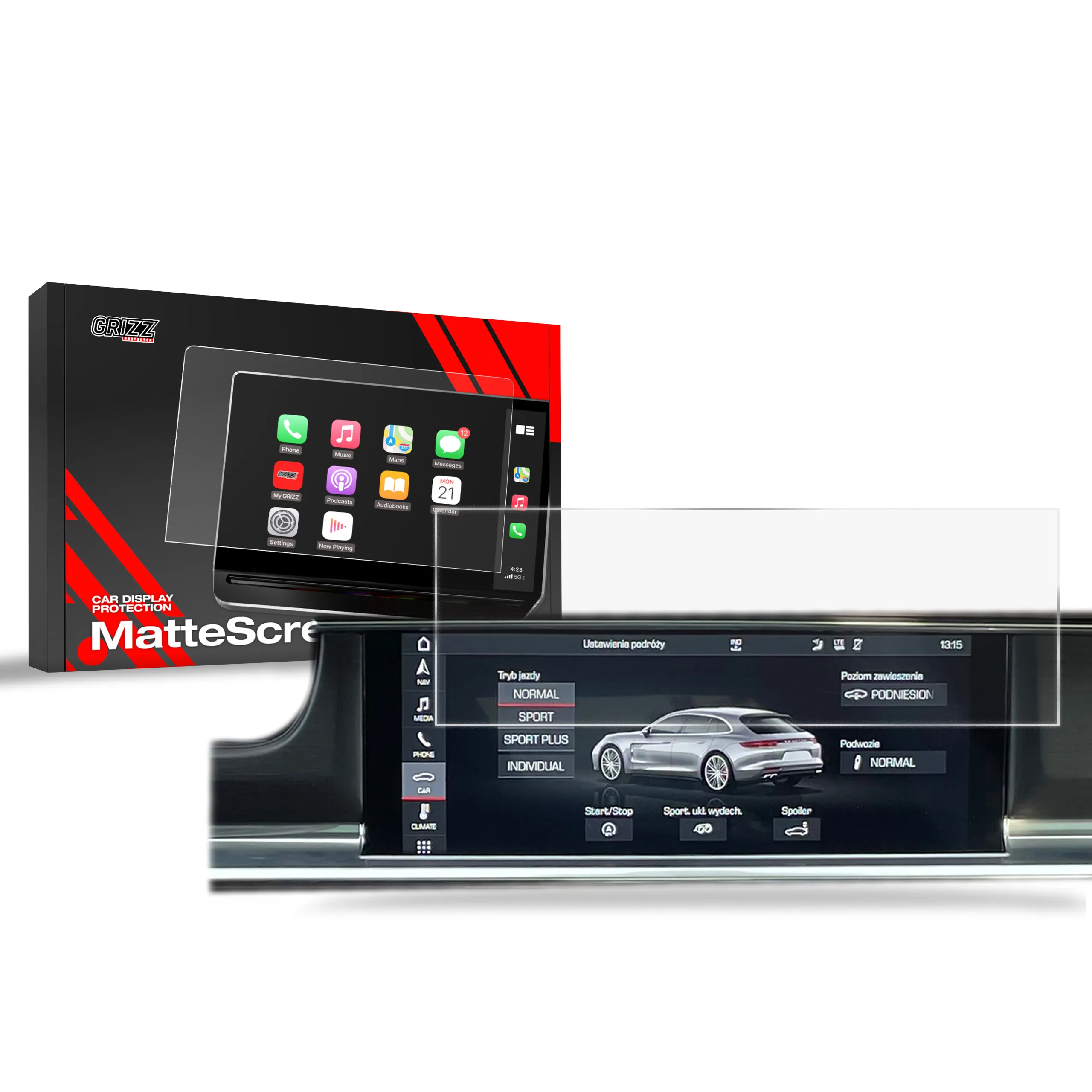 Skjermbeskytter Porsche Panamera II 2016 - 2023 │ Matt Anti-fingeravtrykk Film Grizz MatteScreen