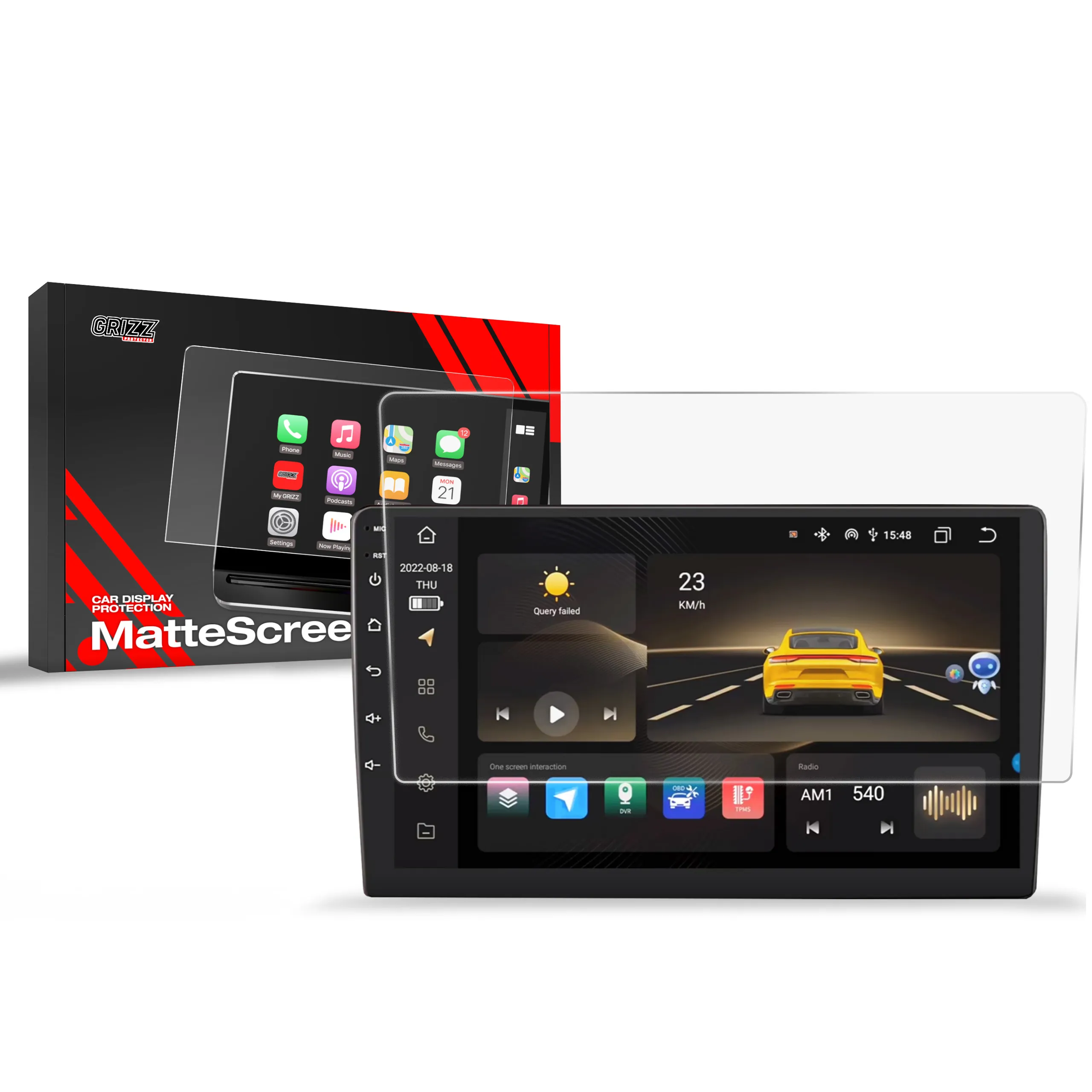 Skjermbeskytter Radio Android 9" │ Matt Anti-fingeravtrykk Film Grizz MatteScreen