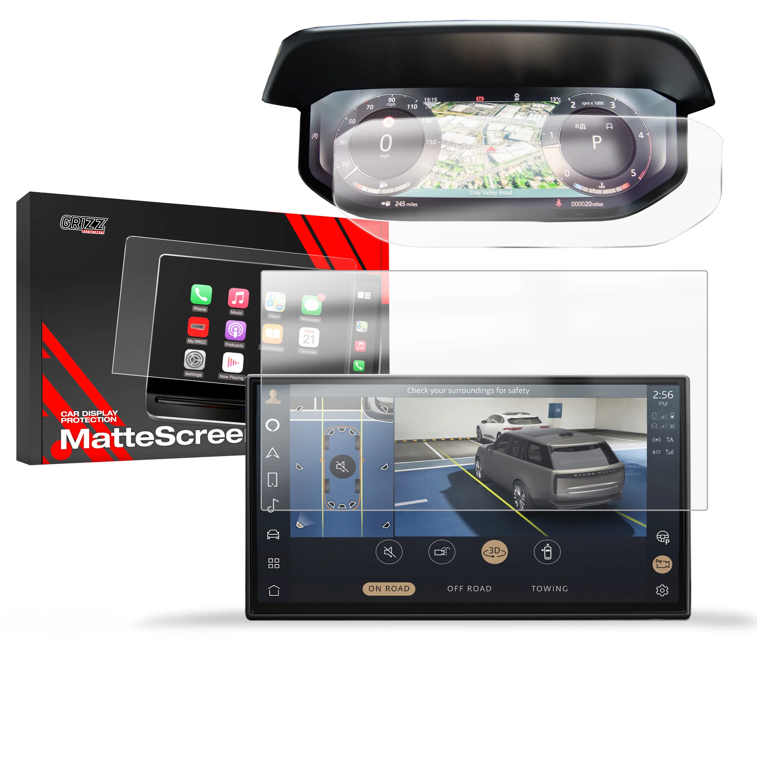 Skjermbeskytter Range Rover Sport 13,1" 2022 - 2025 │ Matt Anti-fingeravtrykk Film Grizz MatteScreen