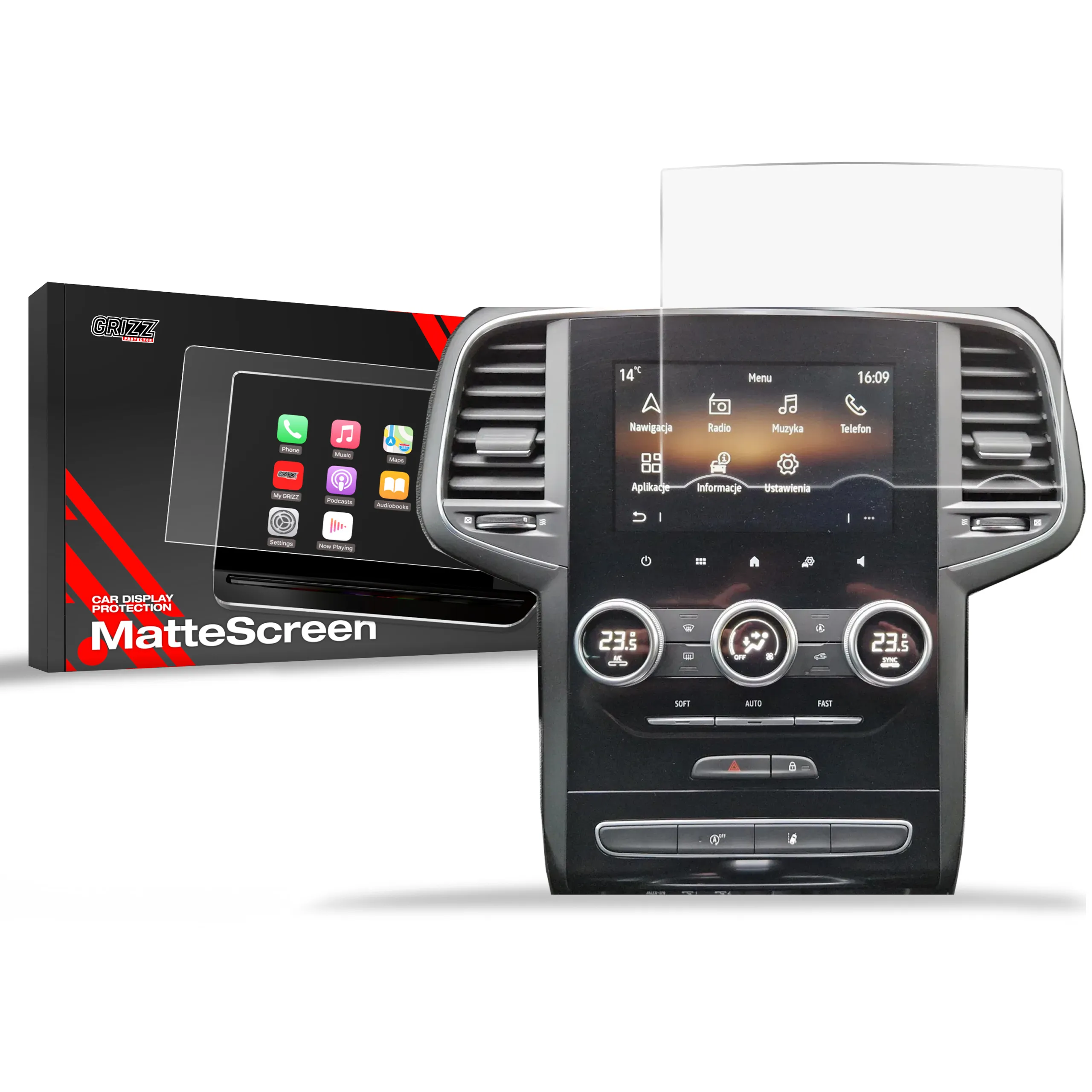 Skjermbeskytter Renault Megane 2020 - 2024 │ Matt Anti-fingeravtrykk Film Grizz MatteScreen