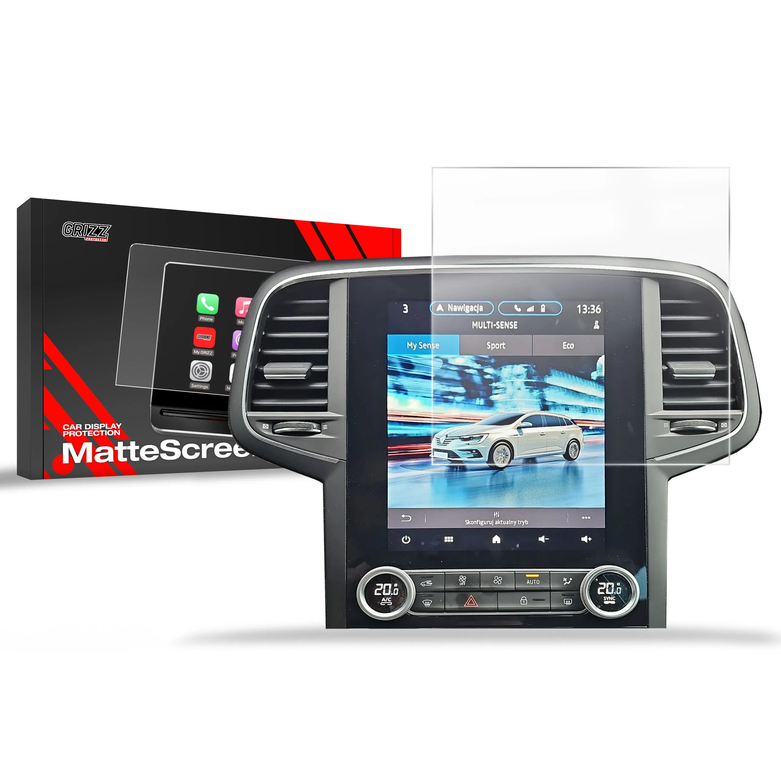 Skjermbeskytter Renault Megane IV 9,3" 2020 - 2024 │ Matt Anti-fingeravtrykk Film Grizz MatteScreen