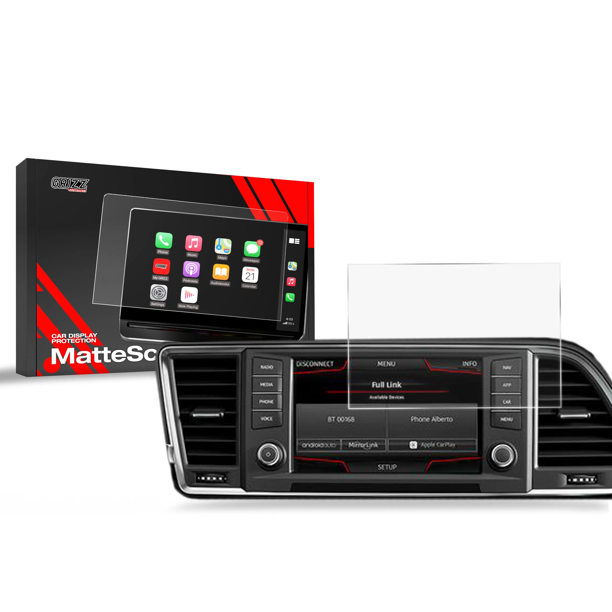 Skjermbeskytter Seat Ateca 8" 2016 - 2019 │ Matt Anti-fingeravtrykk Film Grizz MatteScreen