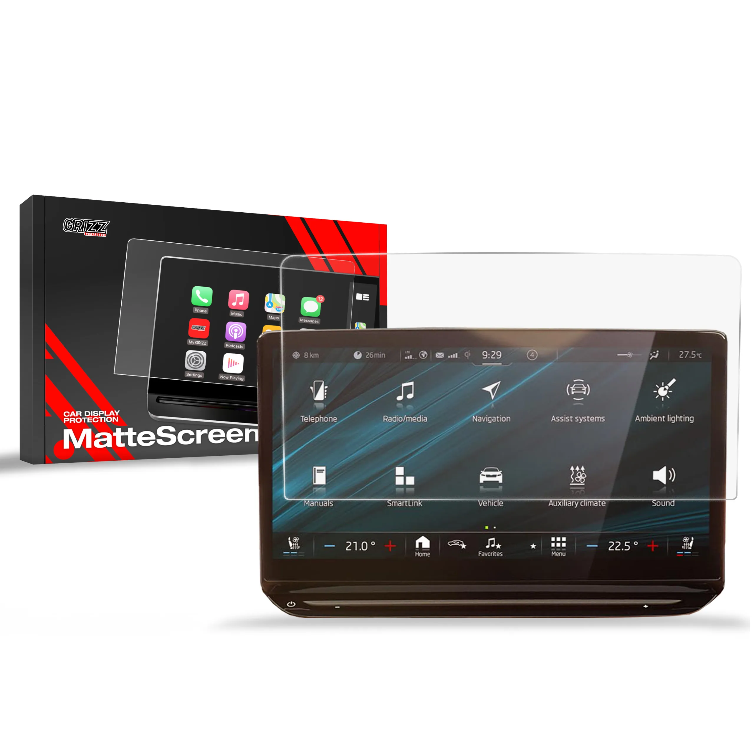 Skjermbeskytter Skoda Enyaq 2020 - 2026 │ Matt Anti-fingeravtrykk Film Grizz MatteScreen
