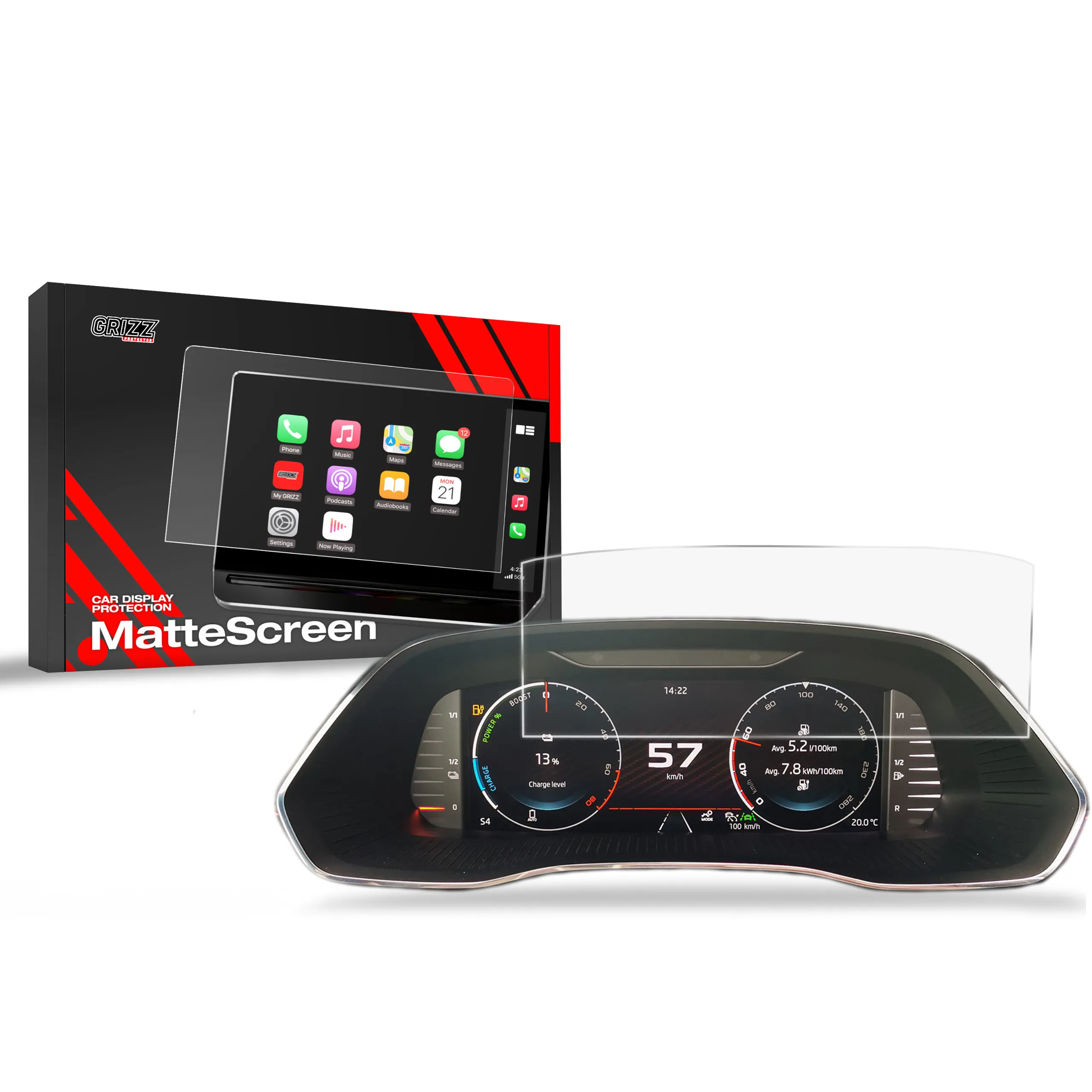 Skjermbeskytter Skoda Superb III Virtual Cockpit 10,25" 2019 - 2024 │ Matt Anti-fingeravtrykk Film Grizz MatteScreen
